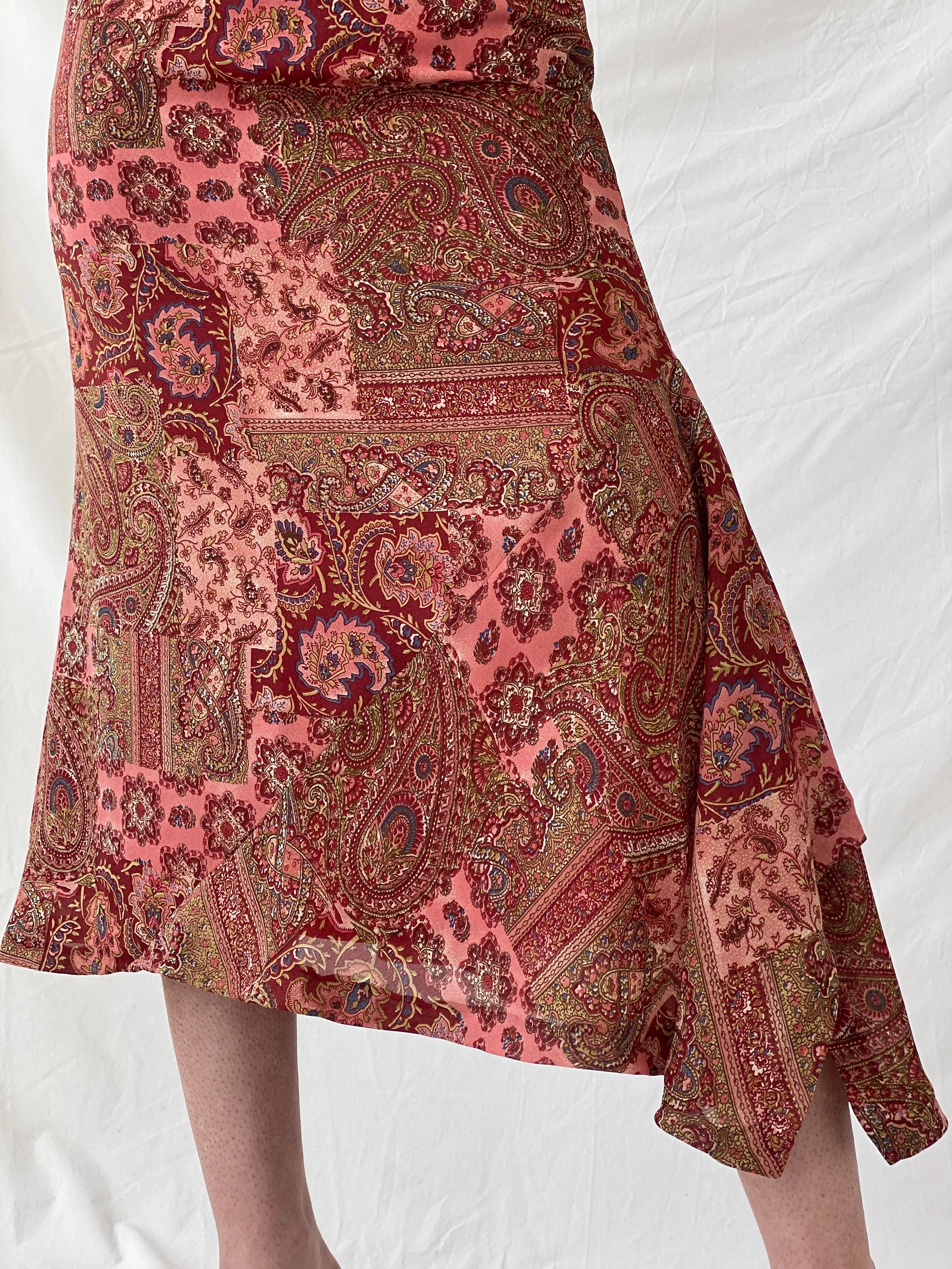 Beautiful Carlos De Miguel Pink Paisley Mandela Print Midi Skirt - L - Balagan Vintage Midi Skirt Ayah, consignment, midi skirt, skirt, Tojan