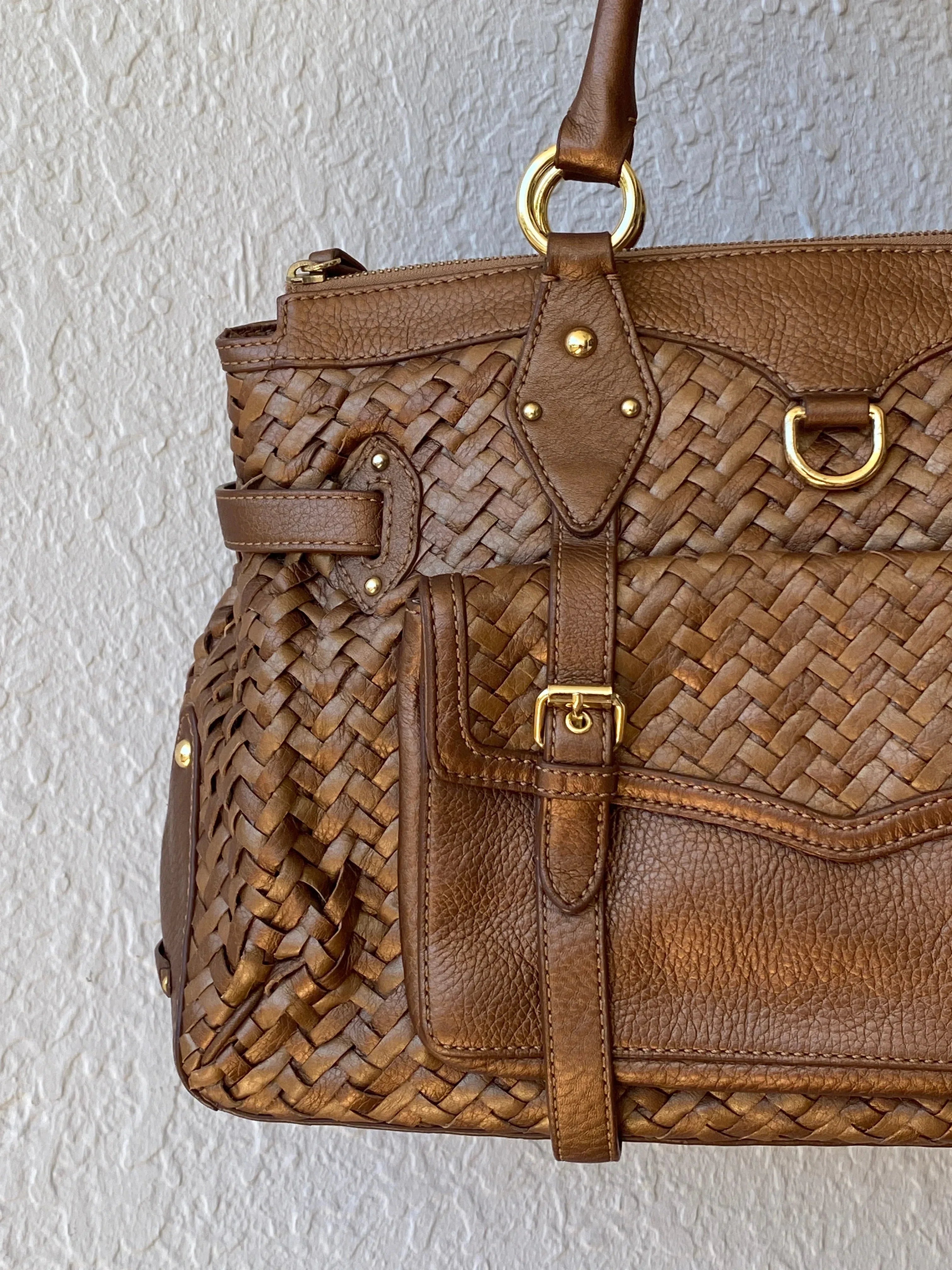 Beautiful Cole Haan Village Weave H06 Purse Woven Leather Bronze Handbag - Balagan Vintage Shoulder Bag bag, brown leather, genuine leather, handbag, NEW IN, shoulder bag, Y2K