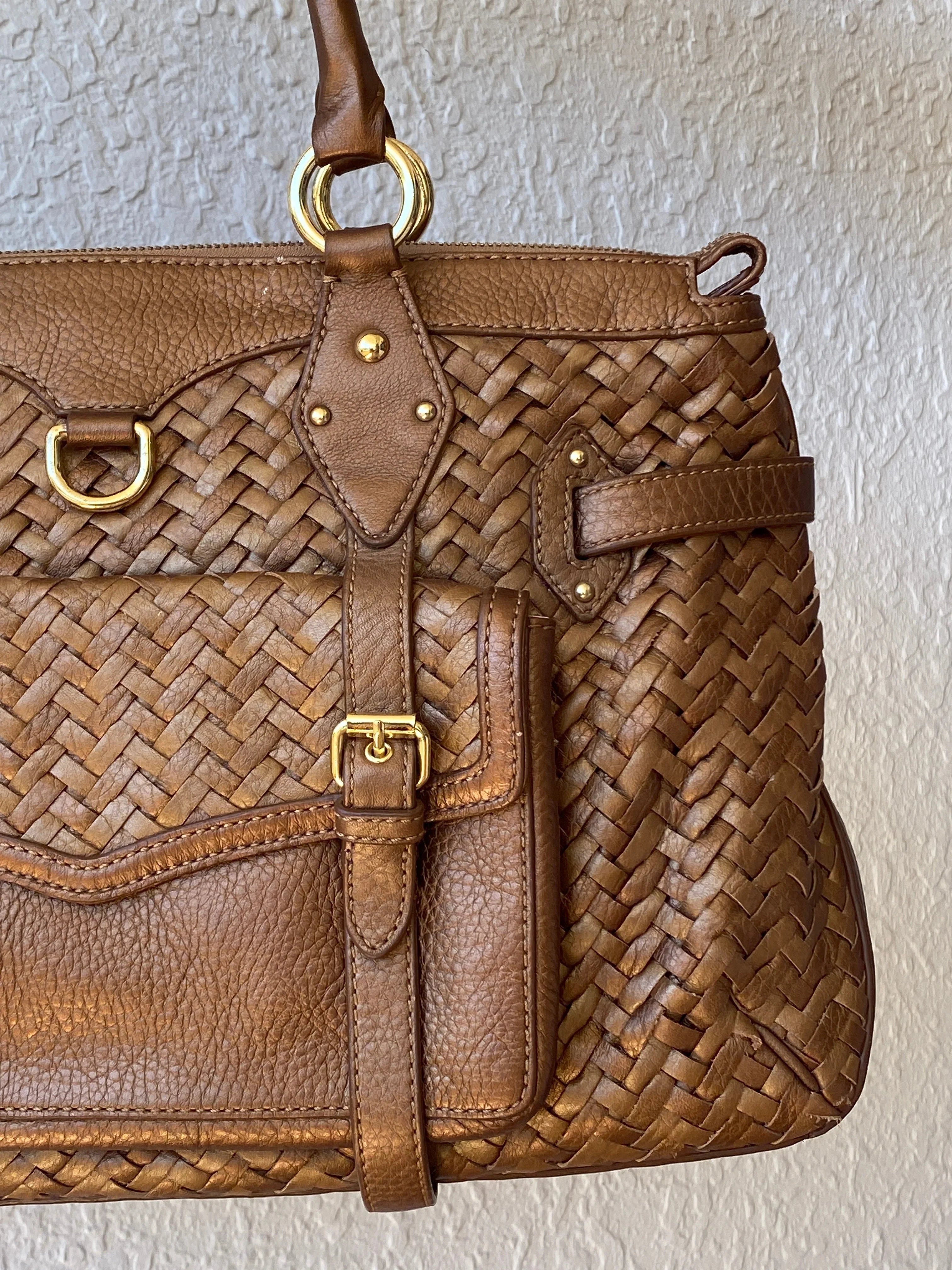 Beautiful Cole Haan Village Weave H06 Purse Woven Leather Bronze Handbag - Balagan Vintage Shoulder Bag bag, brown leather, genuine leather, handbag, NEW IN, shoulder bag, Y2K