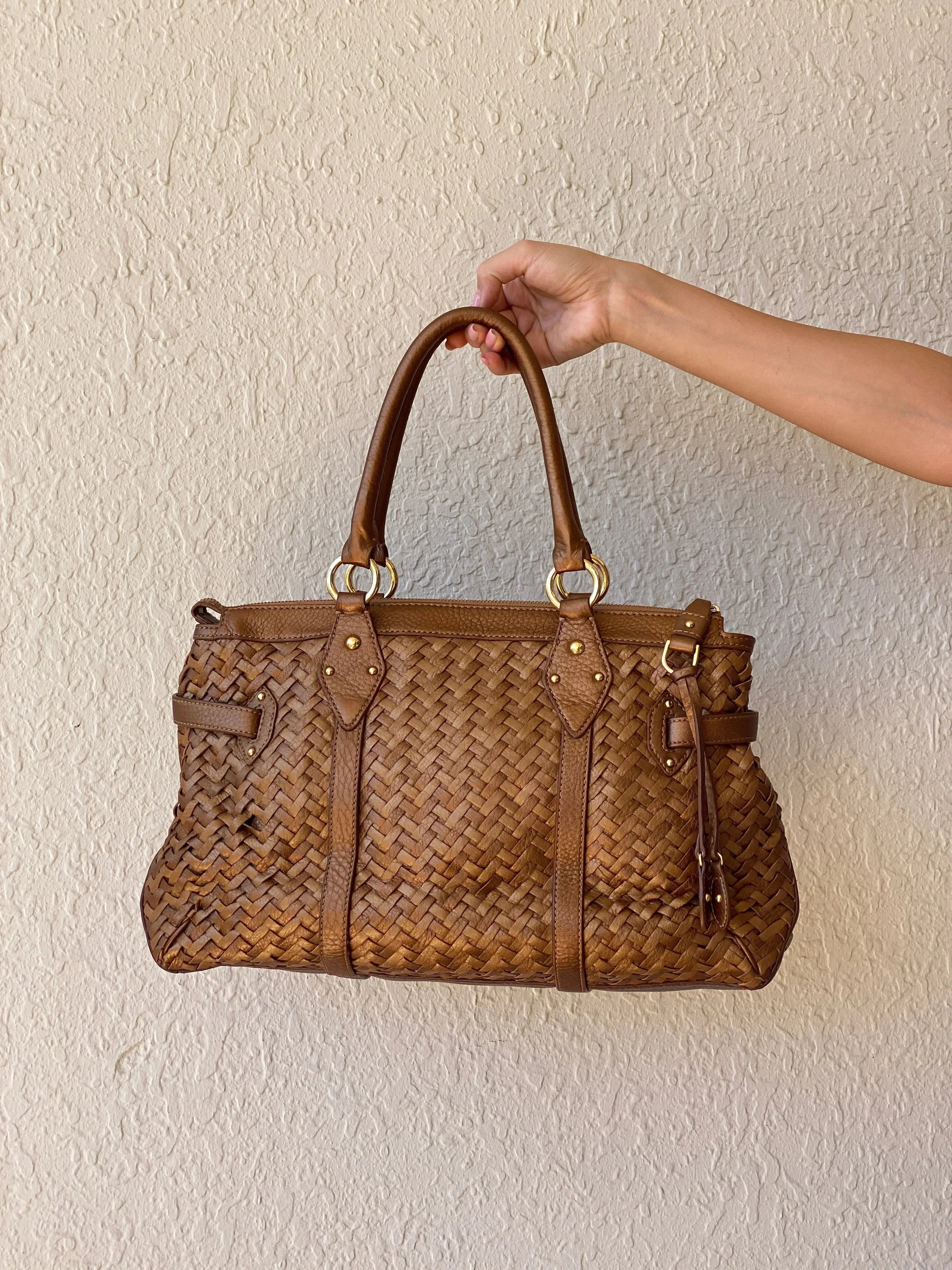 Beautiful Cole Haan Village Weave H06 Purse Woven Leather Bronze Handbag - Balagan Vintage Shoulder Bag bag, brown leather, genuine leather, handbag, NEW IN, shoulder bag, Y2K