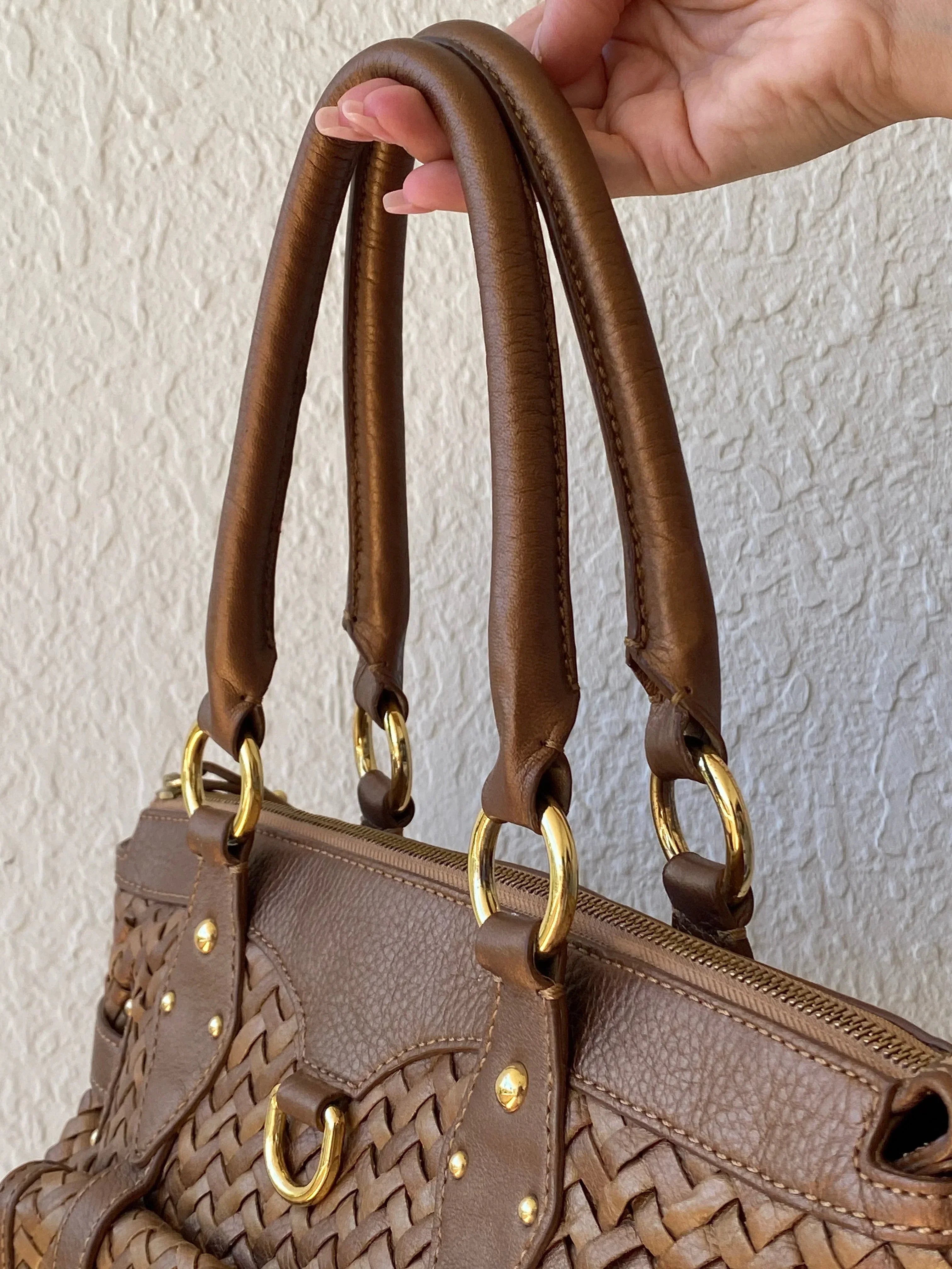 Beautiful Cole Haan Village Weave H06 Purse Woven Leather Bronze Handbag - Balagan Vintage Shoulder Bag bag, brown leather, genuine leather, handbag, NEW IN, shoulder bag, Y2K