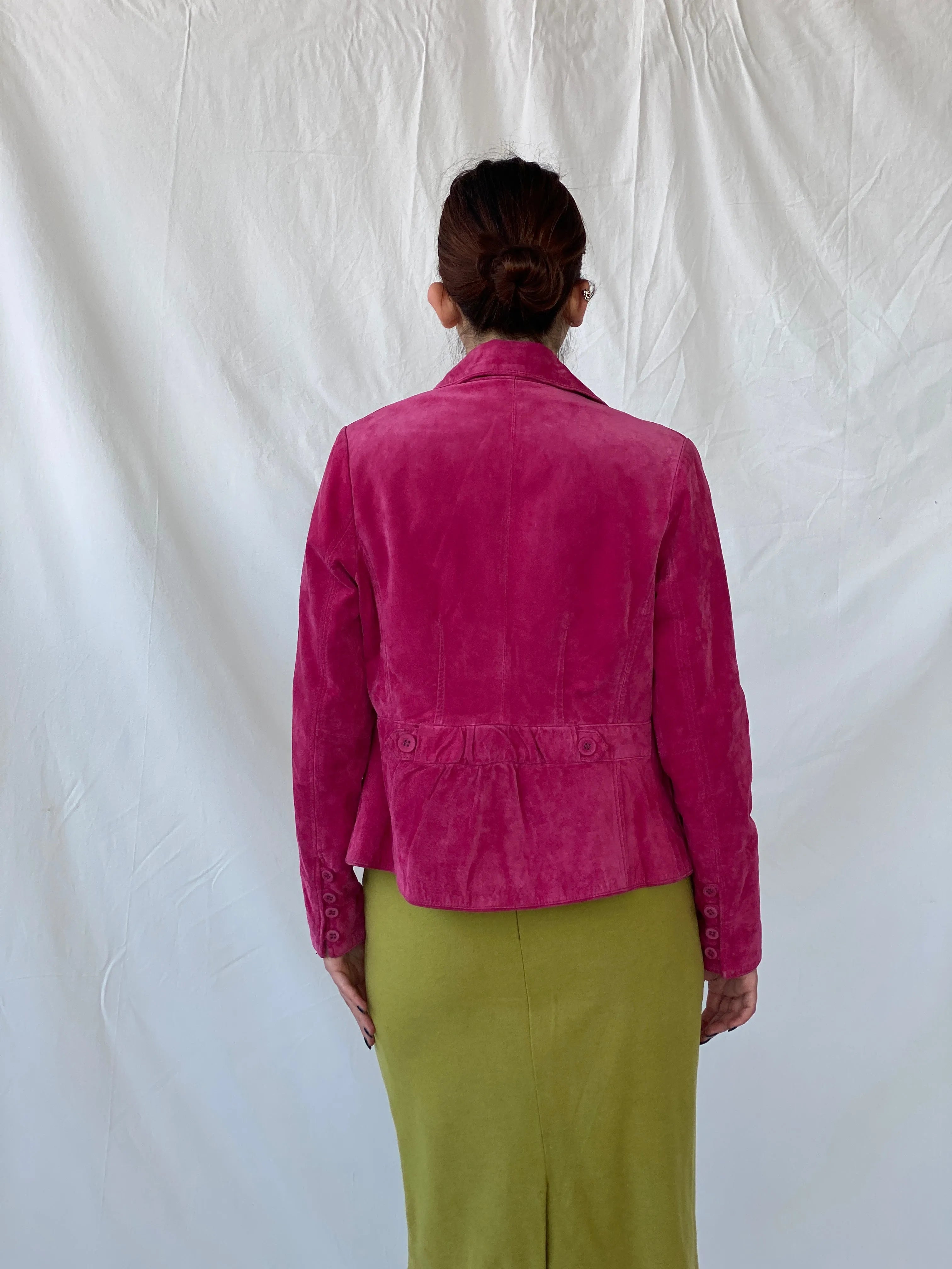 Beautiful Josephine & CO Women’s Genuine Suede Pink Blazer Jacket - M - Balagan Vintage Leather Jacket Ayah, Coats&Jackets, genuine leather, genuine leather jacket, leather jacket, Women's Blazers, Women's Leather Jackets