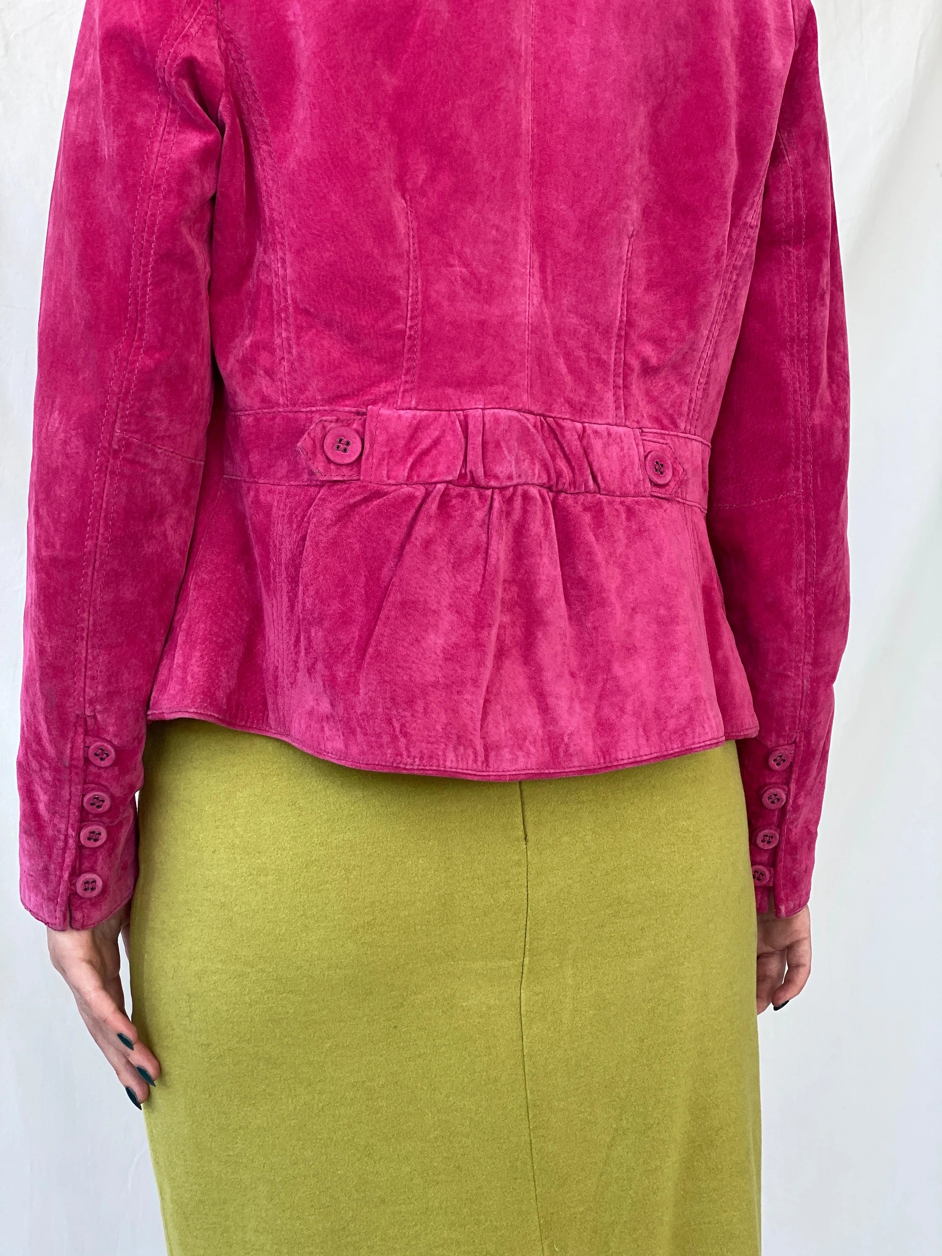 Beautiful Josephine & CO Women’s Genuine Suede Pink Blazer Jacket - M - Balagan Vintage Leather Jacket Ayah, Coats&Jackets, genuine leather, genuine leather jacket, leather jacket, Women's Blazers, Women's Leather Jackets