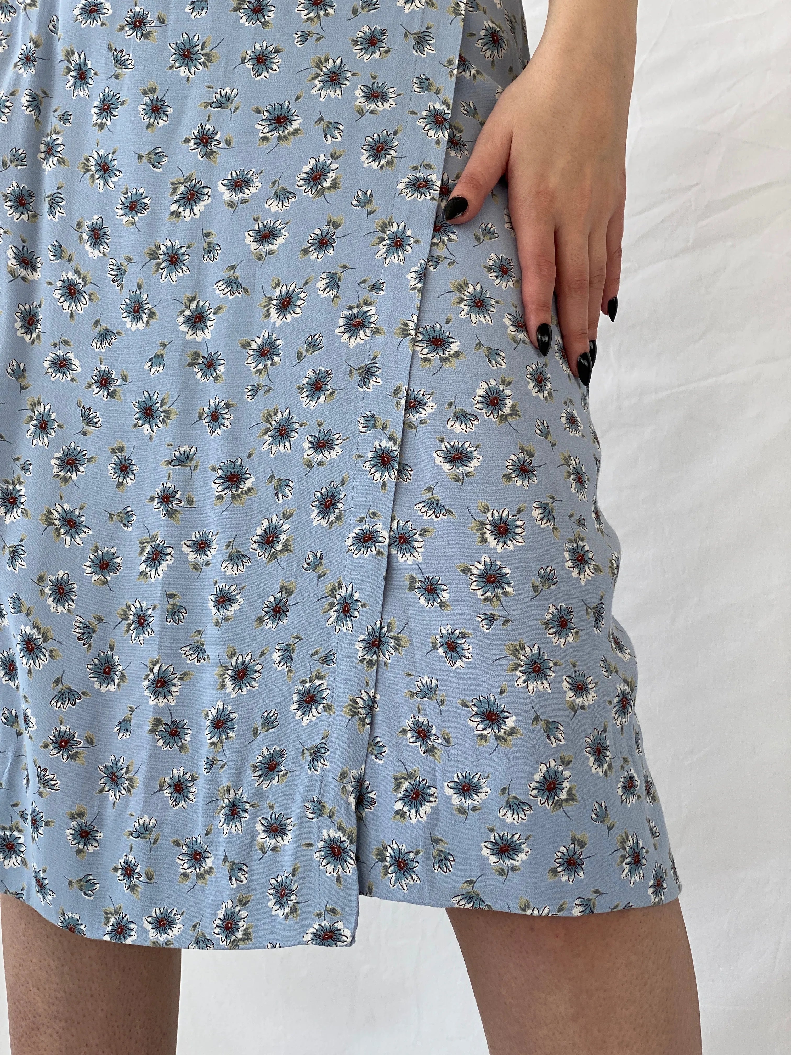 Beautiful Marks & Spenser Floral Blue Midi Wrap Fairycore Skirt - L - Balagan Vintage Midi Skirt Ayah, floral, midi skirt, skirt