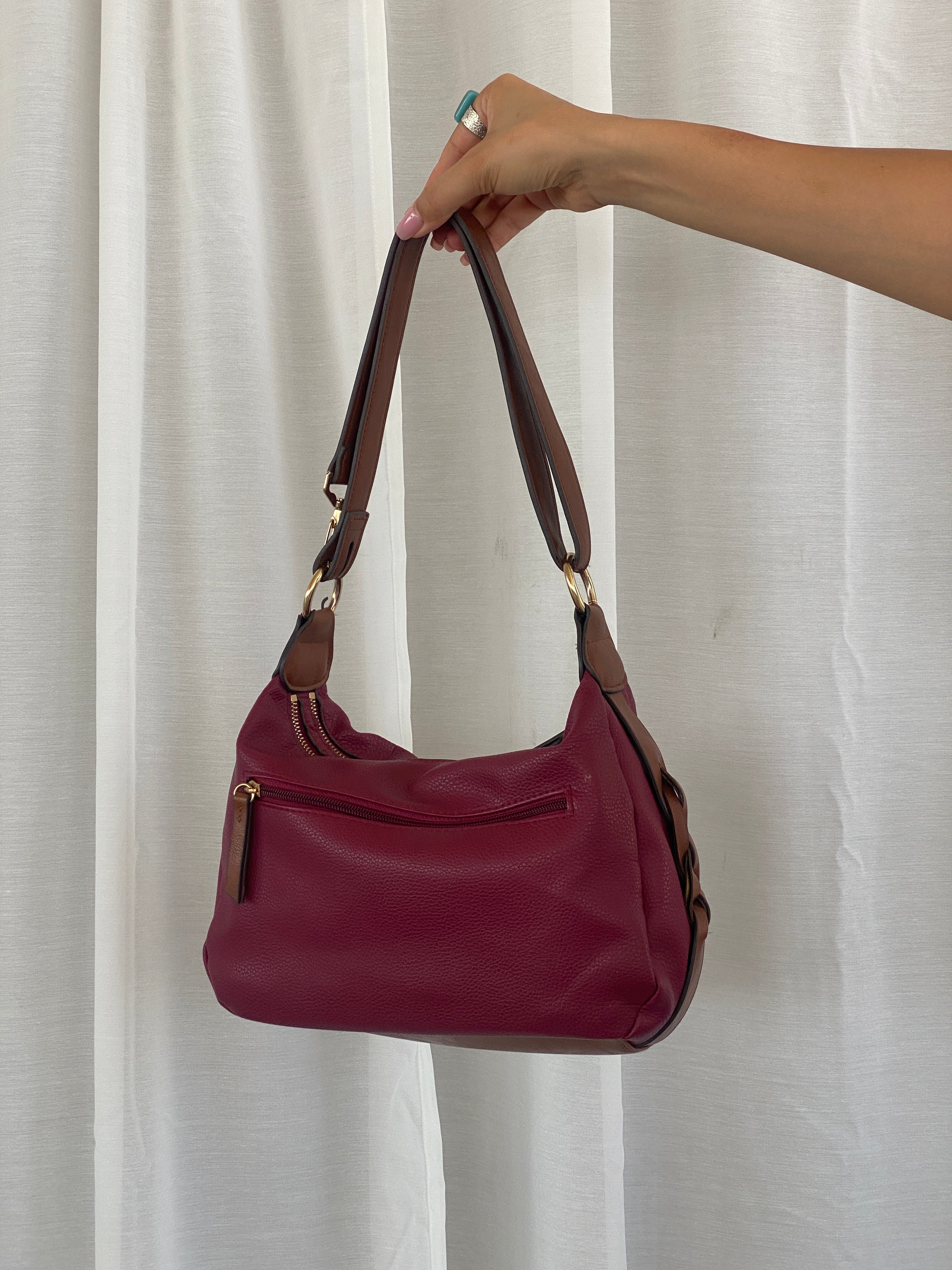 Beautiful Rosetti Purse Purple & Brown Everyday Shoulder Bag - Balagan Vintage Handbags 00s, 90s, bag, NEW IN, red leather, shoulder bag, Y2K