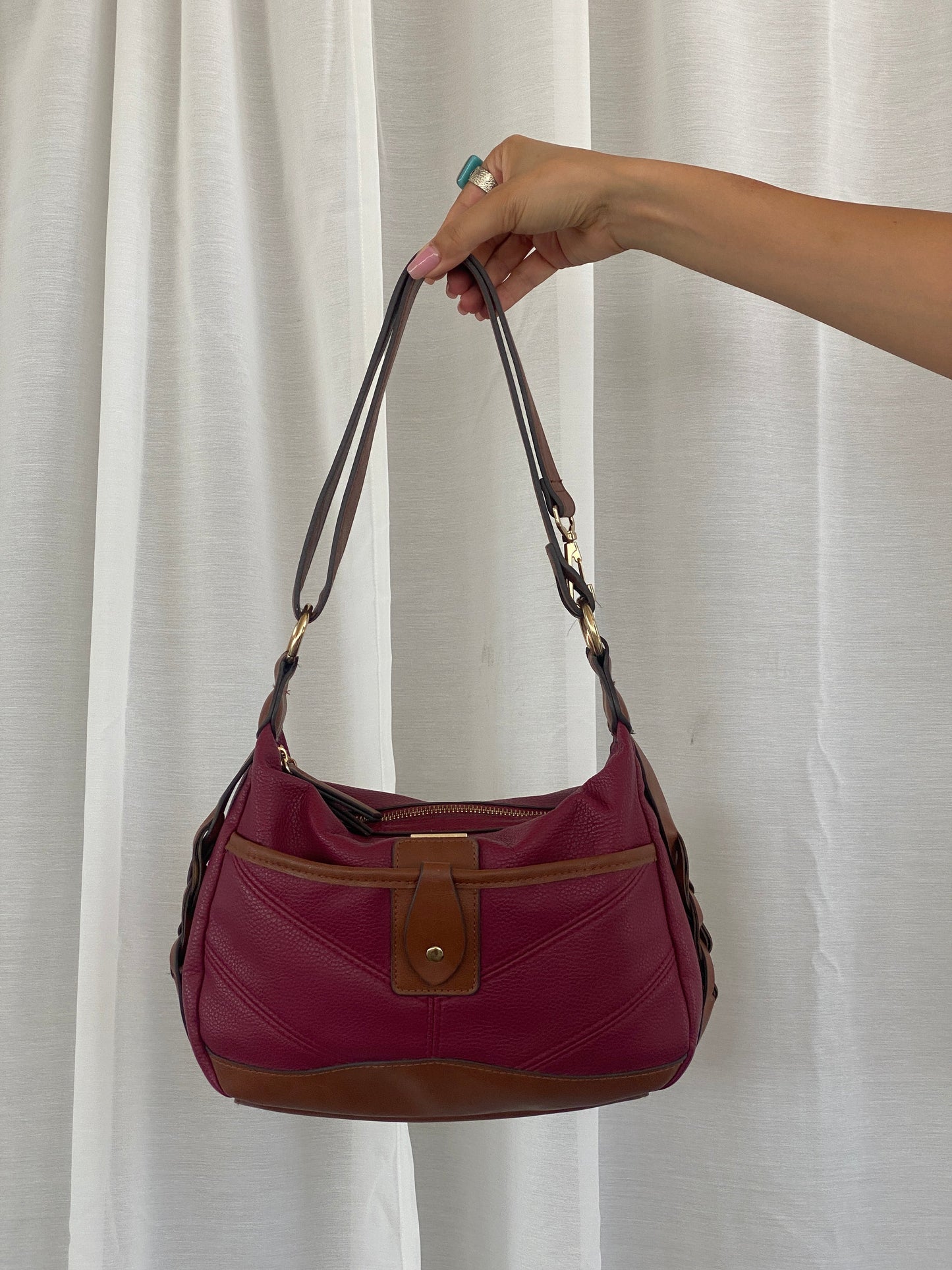 Beautiful Rosetti Purse Purple & Brown Everyday Shoulder Bag - Balagan Vintage Handbags 00s, 90s, bag, NEW IN, red leather, shoulder bag, Y2K