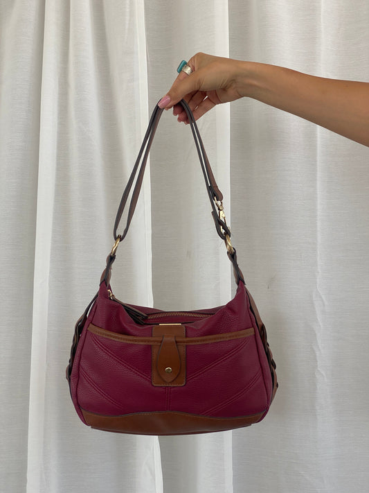 Beautiful Rosetti Purse Purple & Brown Everyday Shoulder Bag - Balagan Vintage Handbags 00s, 90s, bag, NEW IN, red leather, shoulder bag, Y2K