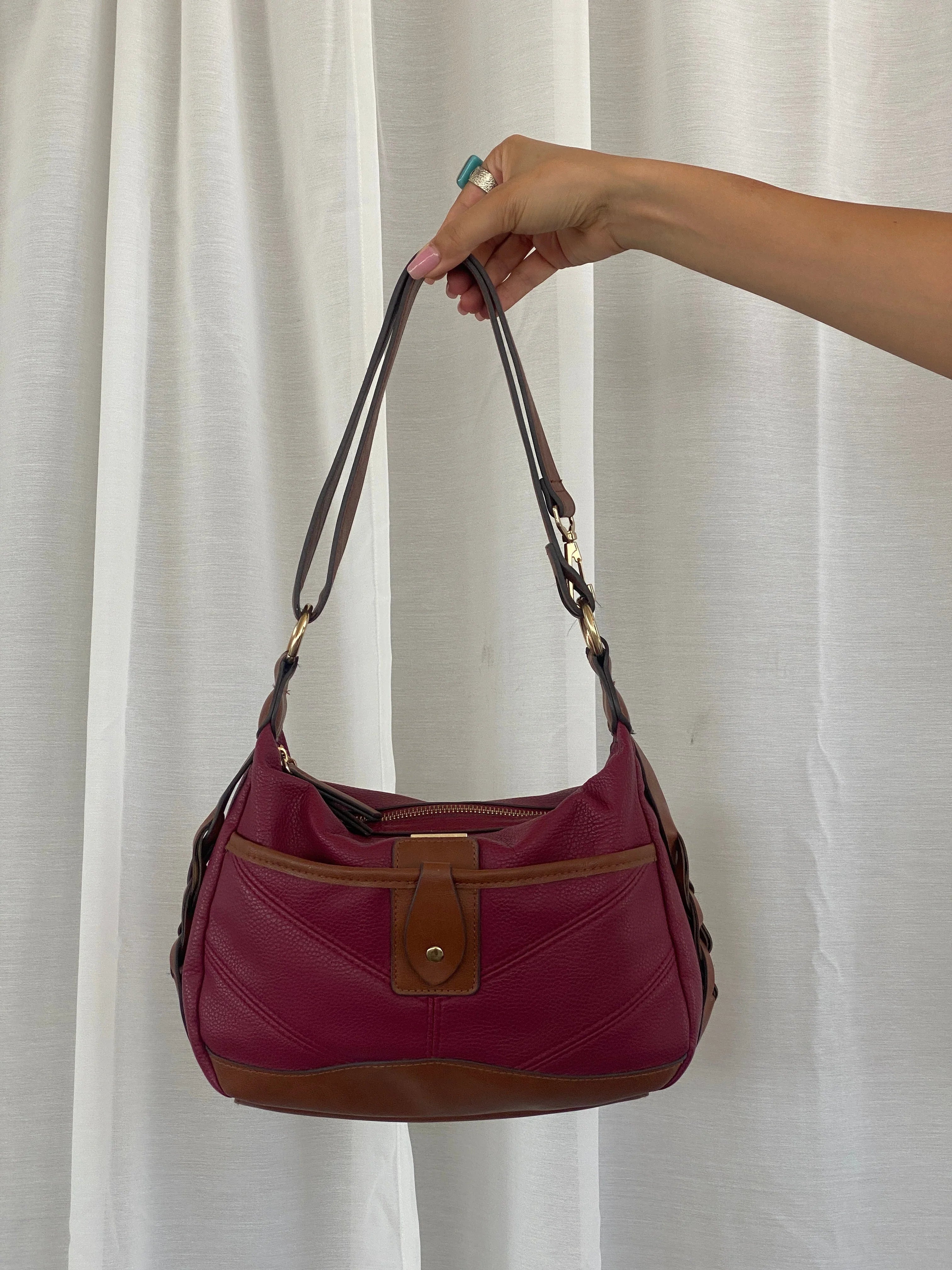 Beautiful Rosetti Purse Purple & Brown Everyday Shoulder Bag - Balagan Vintage Handbags 00s, 90s, bag, NEW IN, red leather, shoulder bag, Y2K