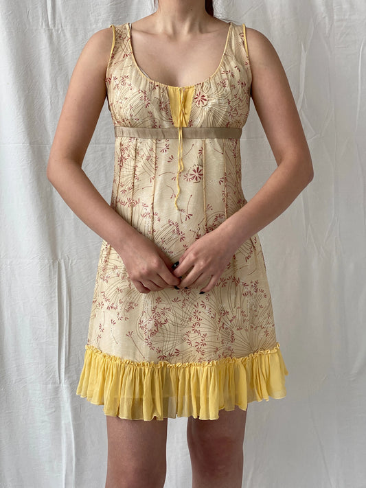 Beautiful Sportmax Code by Max Mara Yellow Floral Sleeveless Coquette Silk Sheer Dress - S - Balagan Vintage Midi Dress Ayah, dress, floral dress, midi dress, rare find, rare vintage