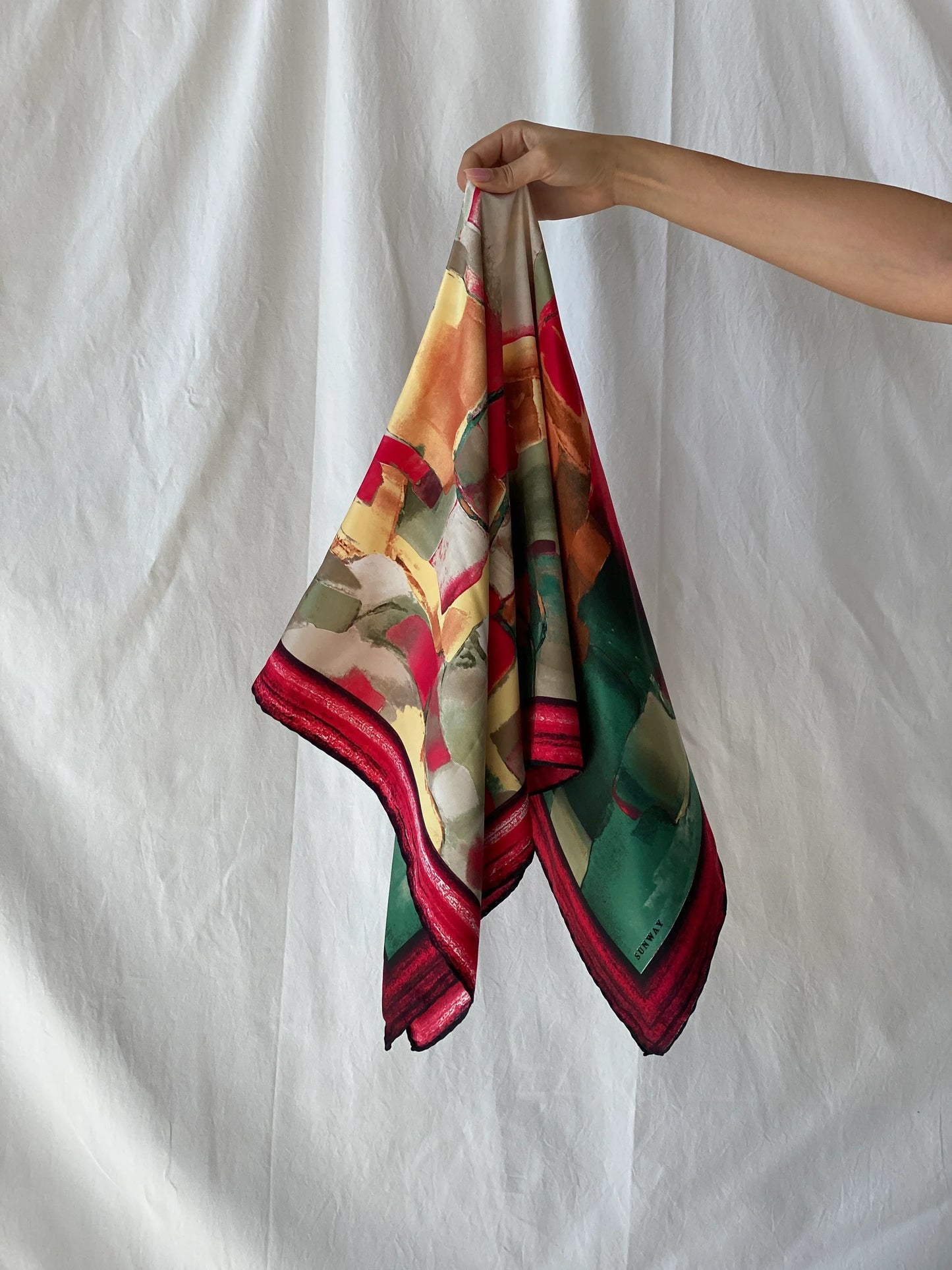 Beautiful Sunway Abstract Colorful Satin Square Scarf - Balagan Vintage Scarf 00s, multicolored, NEW IN, scarf, summer