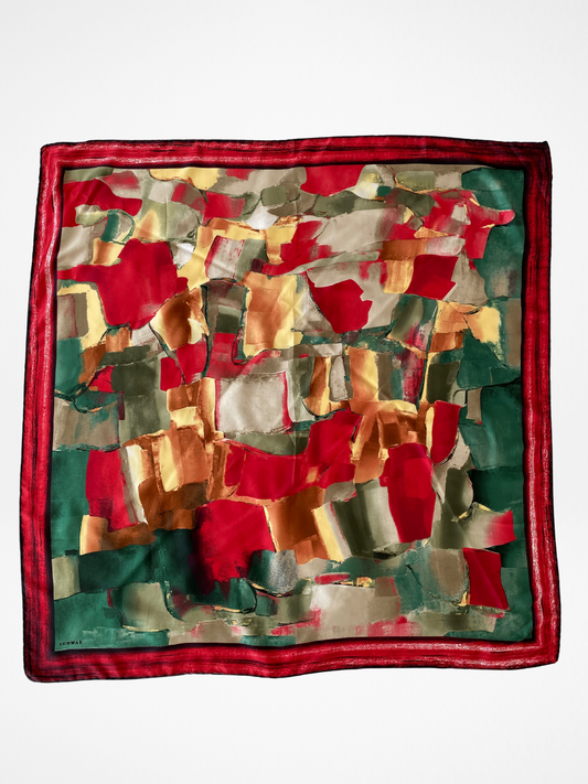 Beautiful Sunway Abstract Colorful Satin Square Scarf - Balagan Vintage Scarf 00s, multicolored, NEW IN, scarf, summer