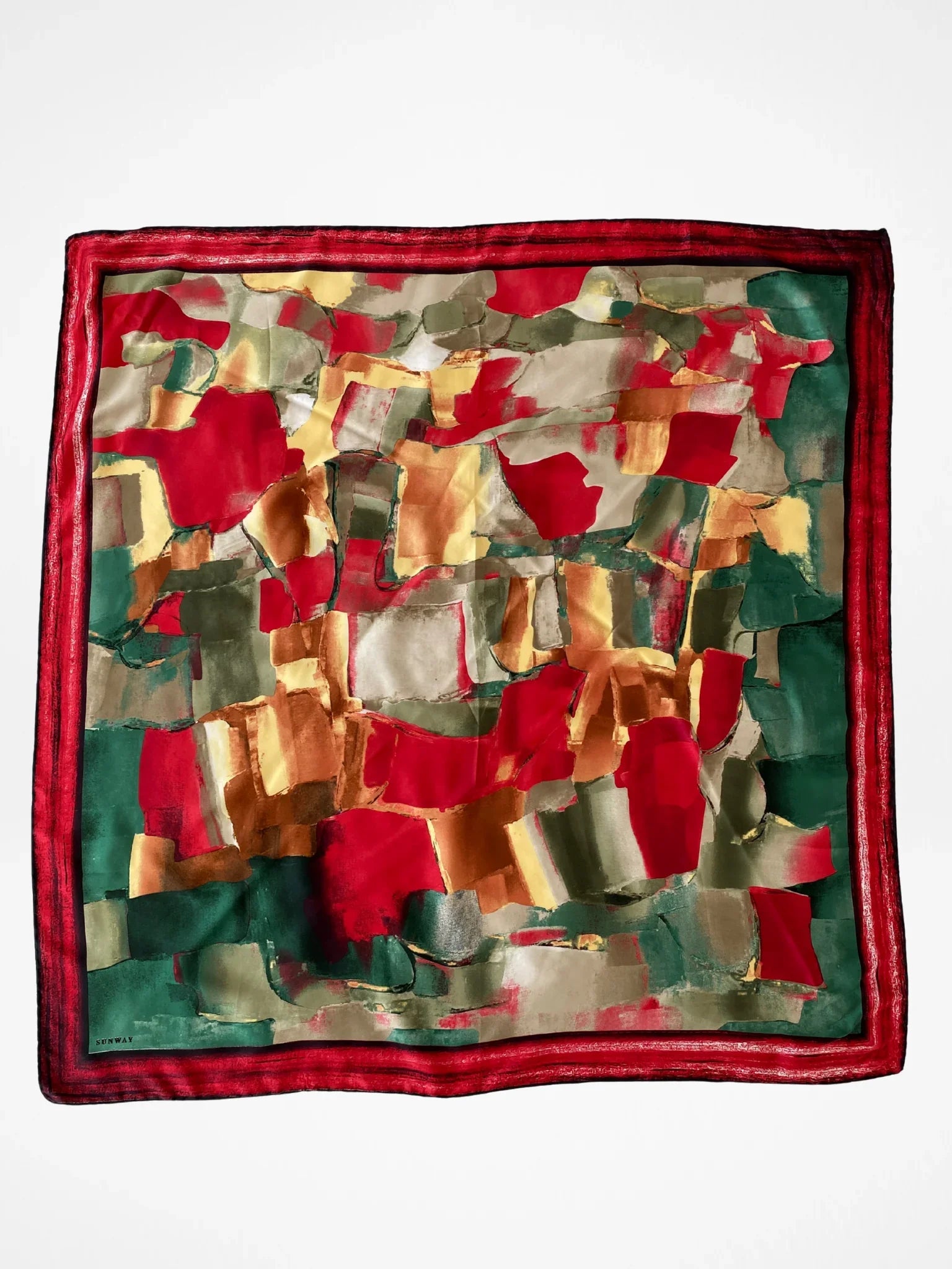 Beautiful Sunway Abstract Colorful Satin Square Scarf - Balagan Vintage Scarf 00s, multicolored, NEW IN, scarf, summer