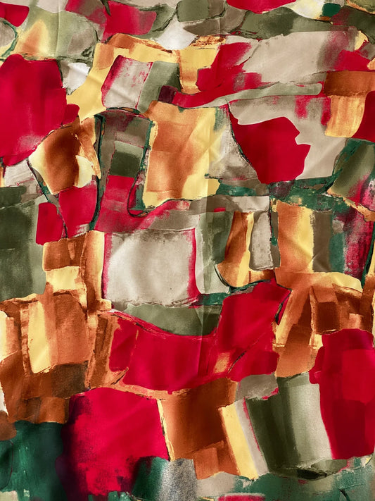 Beautiful Sunway Abstract Colorful Satin Square Scarf - Balagan Vintage Scarf 00s, multicolored, NEW IN, scarf, summer