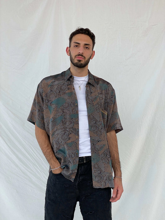 Beautiful Vintage 90s Christian Dior Paris Silk Shirt - L - Balagan Vintage Half Sleeve Shirt 00s, 90s, Awsam, half sleeve shirt, printed shirt, rare find, rare vintage, silk shirt