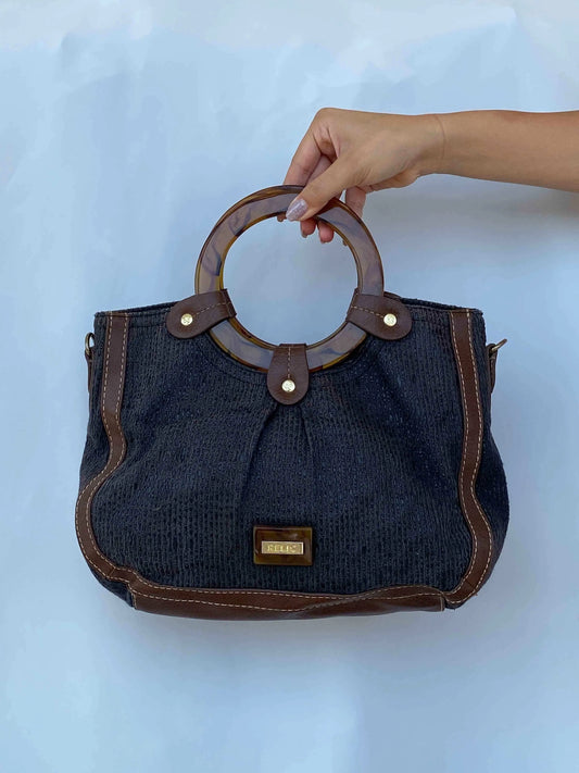 Beautiful Y2K Relic Wooden Handle Handbag - Balagan Vintage Handbags 00s, 90s, handbag