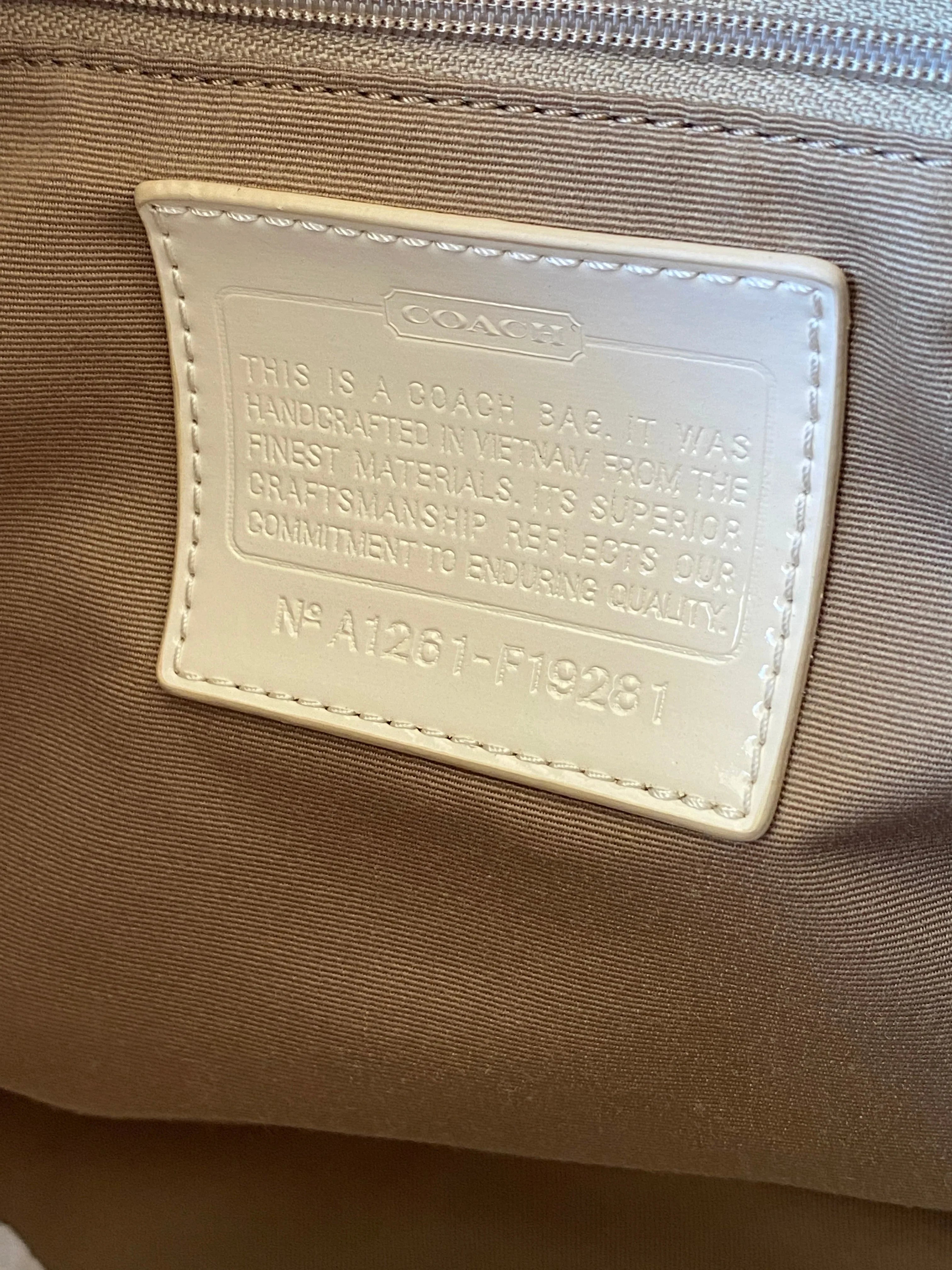 Brand New Coach Signature C Beige Jacquard Canvas Monogram White Stripe Convertible Hobo Shoulder Bag - F19281 - Balagan Vintage Shoulder Bag 00s, 90s, bag, Coach Bag, consignment, Hamza Abdeen, NEW IN, New With Tags, shoulder bag, Y2K