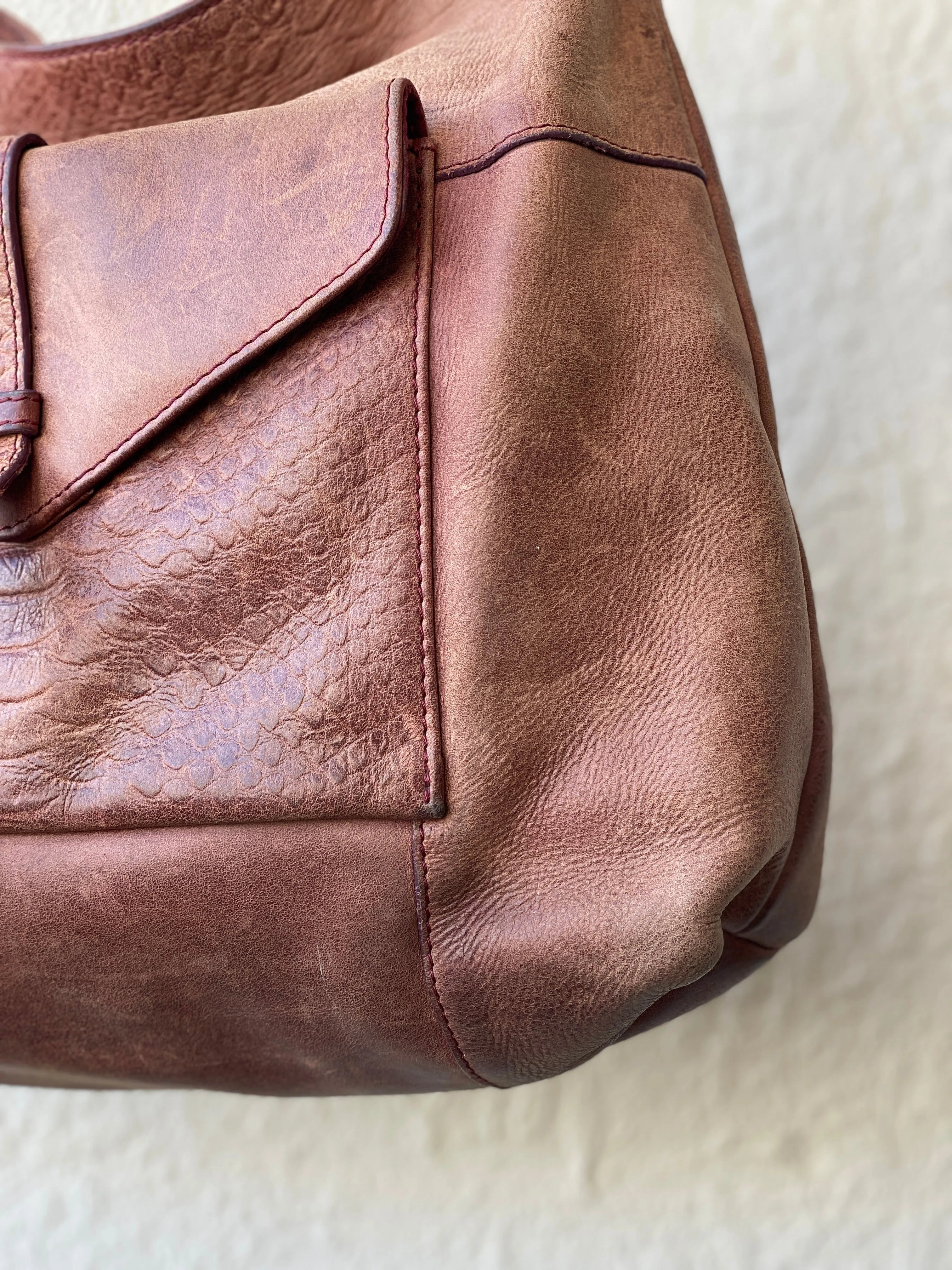 BURKELY Every Day Genuine Brown Leather Shoulder Bag - Balagan Vintage Handbags 90s, bag, brown leather, genuine leather, shoulder bag