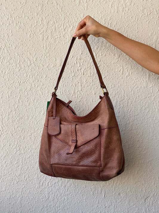 BURKELY Every Day Genuine Brown Leather Shoulder Bag - Balagan Vintage Handbags 90s, bag, brown leather, genuine leather, shoulder bag