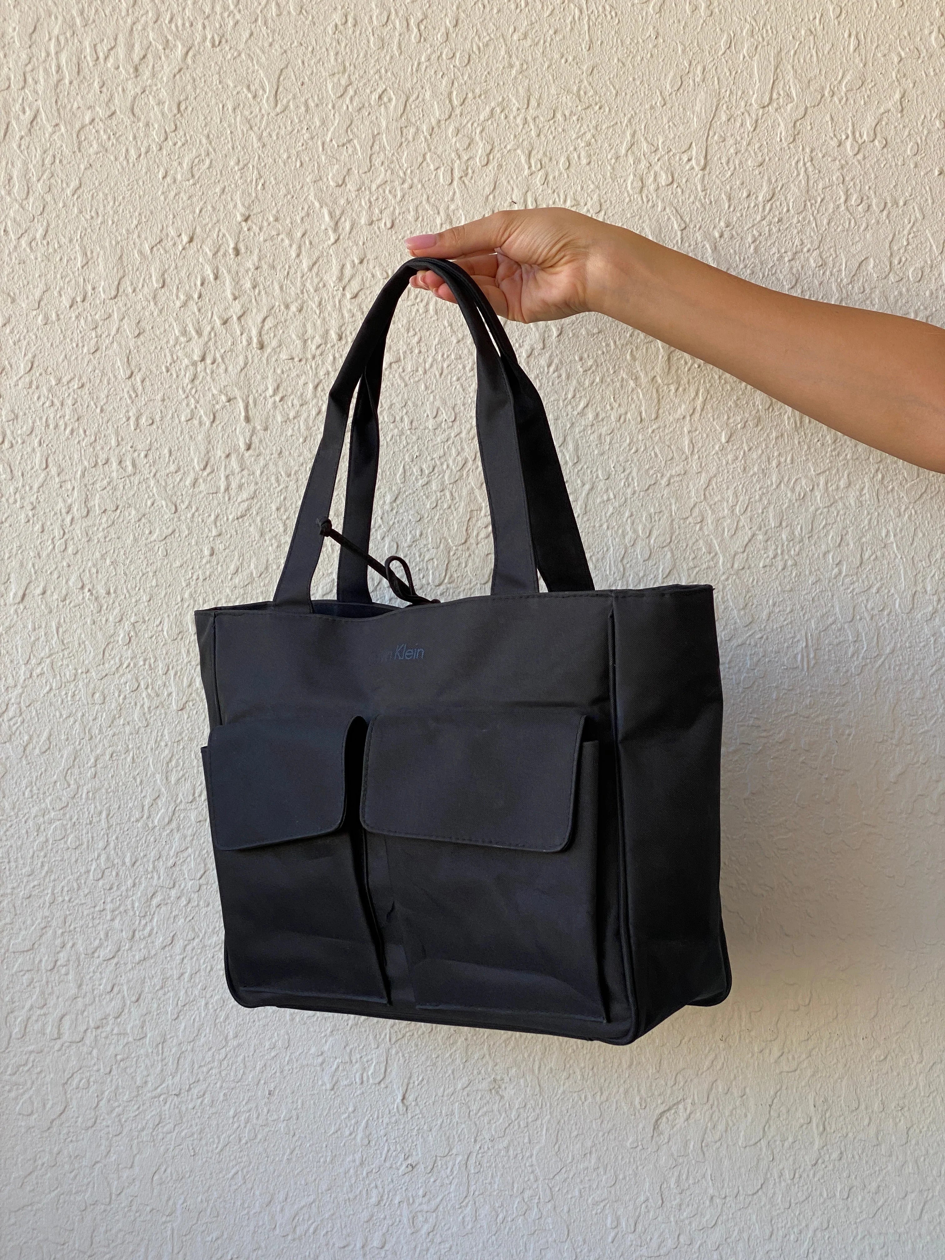 Calvin Klein Collection Shoulder Bag Black Canvas Laptop Tote Bag - Balagan Vintage Shoulder Bag 00s, 90s, bag, handbag, shoulder bag, Y2K, zebra, zebra print