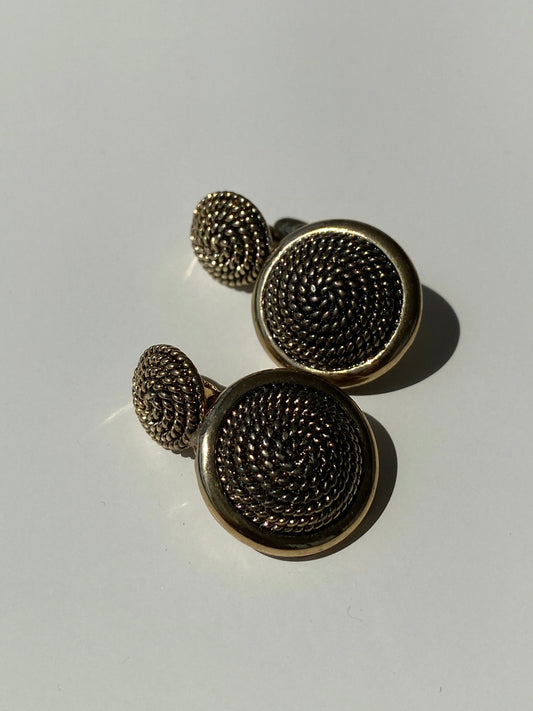 Chic Monet Bronze Beaded Round Clip On Earrings - Balagan Vintage Earrings 00s, 90s, Earrings, womens