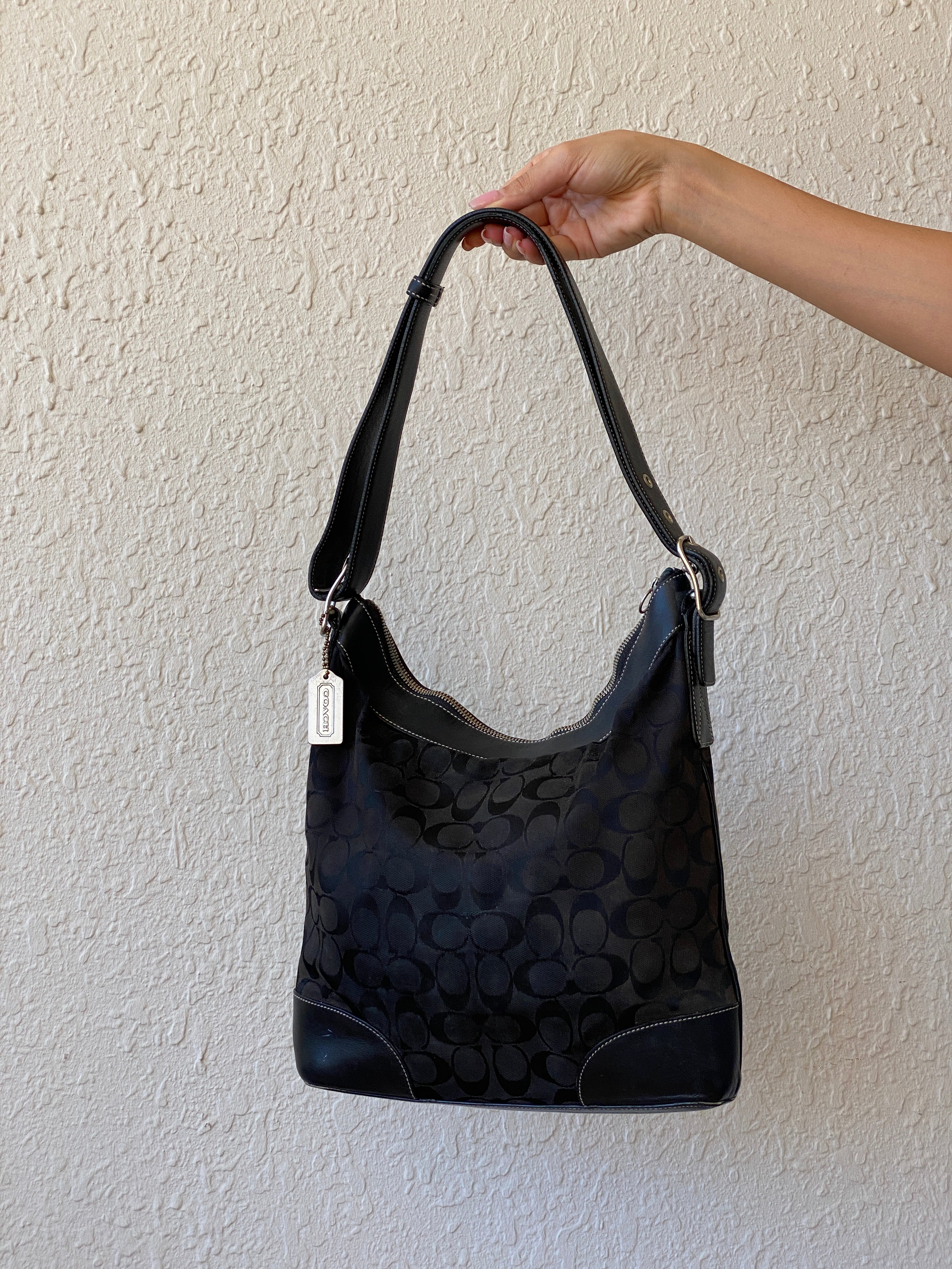 Coach Black Canvas & Leather Shoulder Bag Coach Signature Purse #J2K-6346 - Balagan Vintage Shoulder Bag 00s, 90s, bag, NEW IN, shoulder bag, Y2K