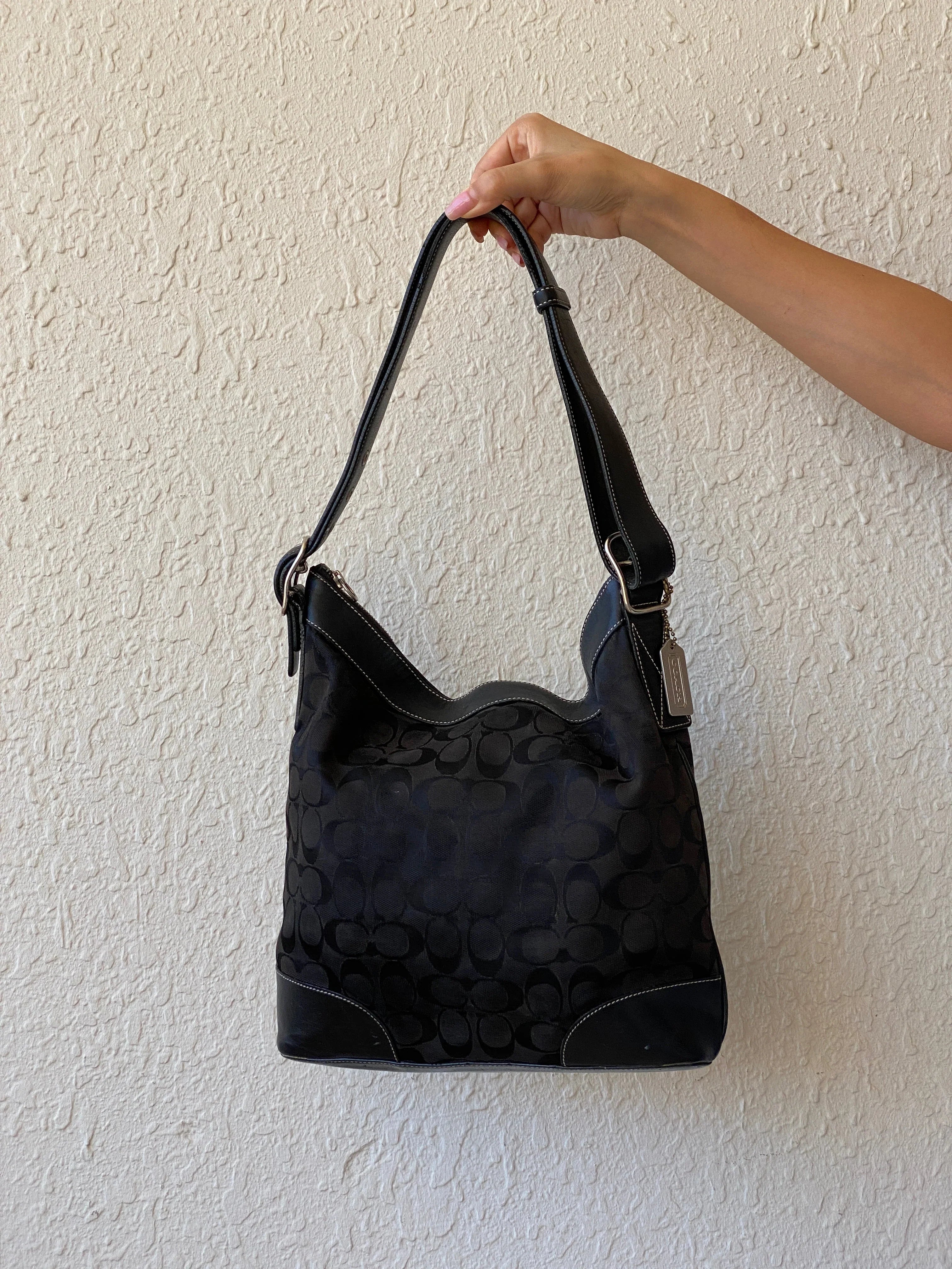 Coach Black Canvas & Leather Shoulder Bag Coach Signature Purse #J2K-6346 - Balagan Vintage Shoulder Bag 00s, 90s, bag, NEW IN, shoulder bag, Y2K