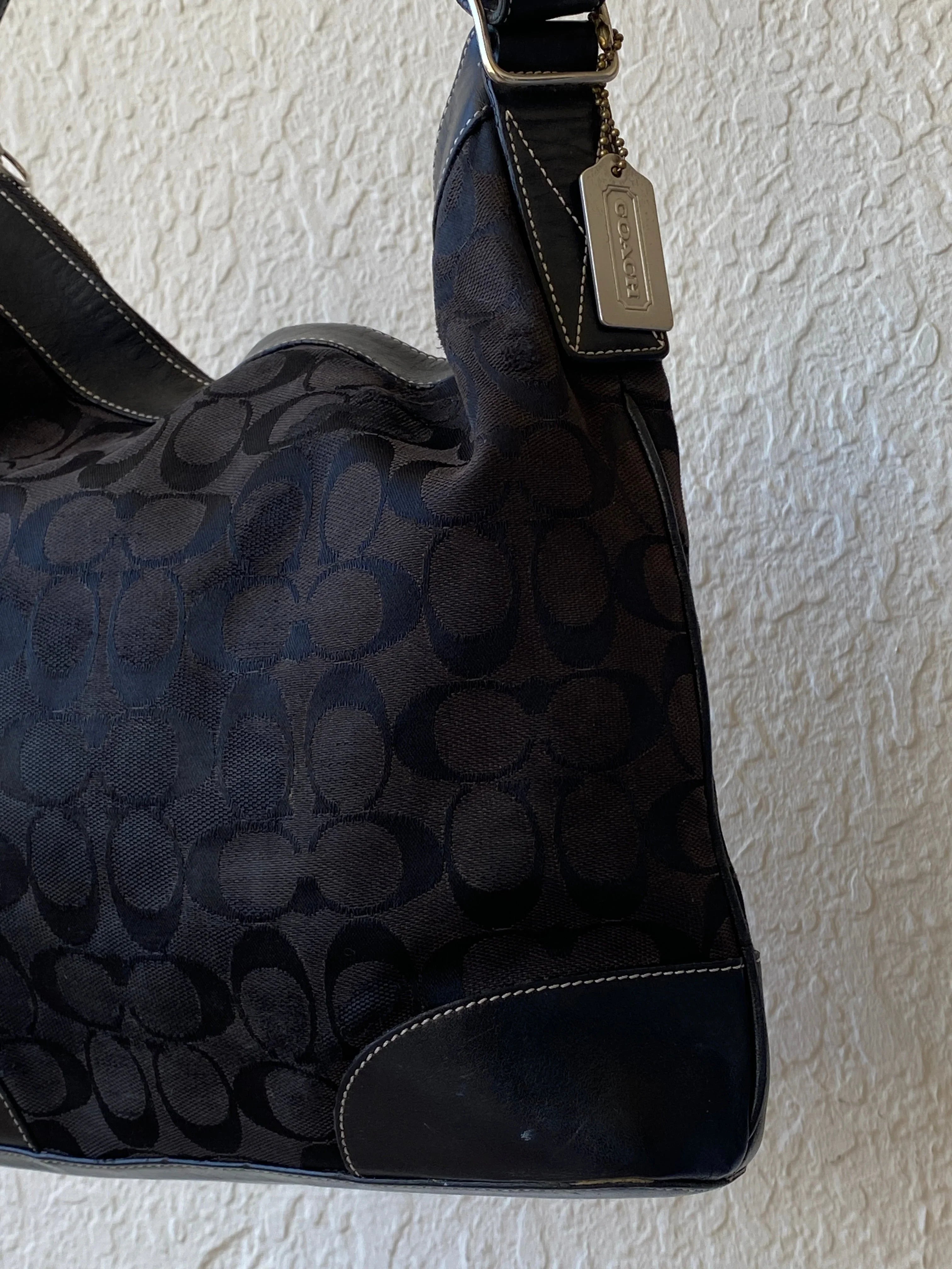 Coach Black Canvas & Leather Shoulder Bag Coach Signature Purse #J2K-6346 - Balagan Vintage Shoulder Bag 00s, 90s, bag, NEW IN, shoulder bag, Y2K