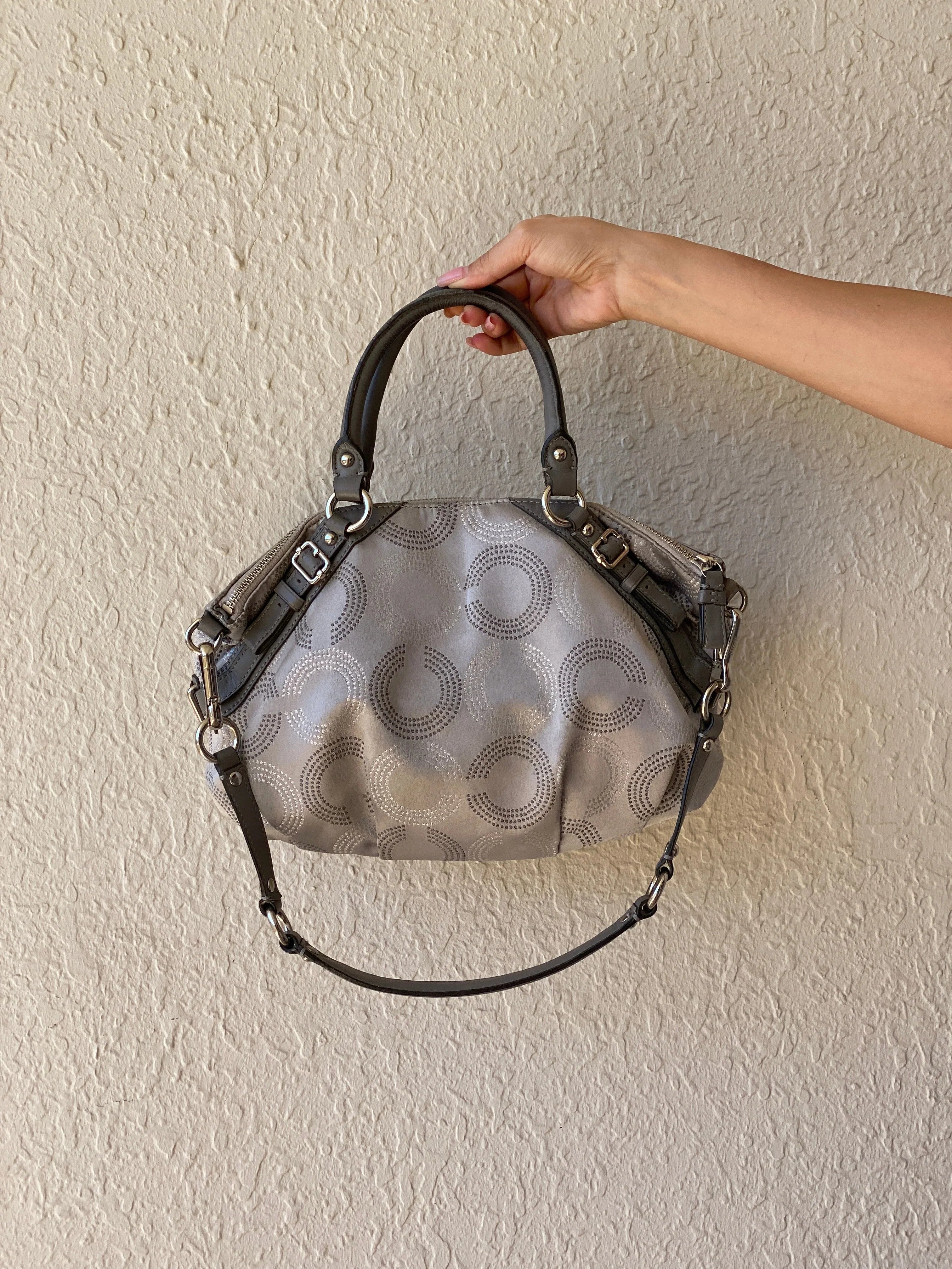 Coach Madison Sophia Dotted OP Art Monogram Purse Signature C Satchel Silver Bag - Balagan Vintage Shoulder Bag 00s, 90s, bag, NEW IN, shoulder bag, Y2K