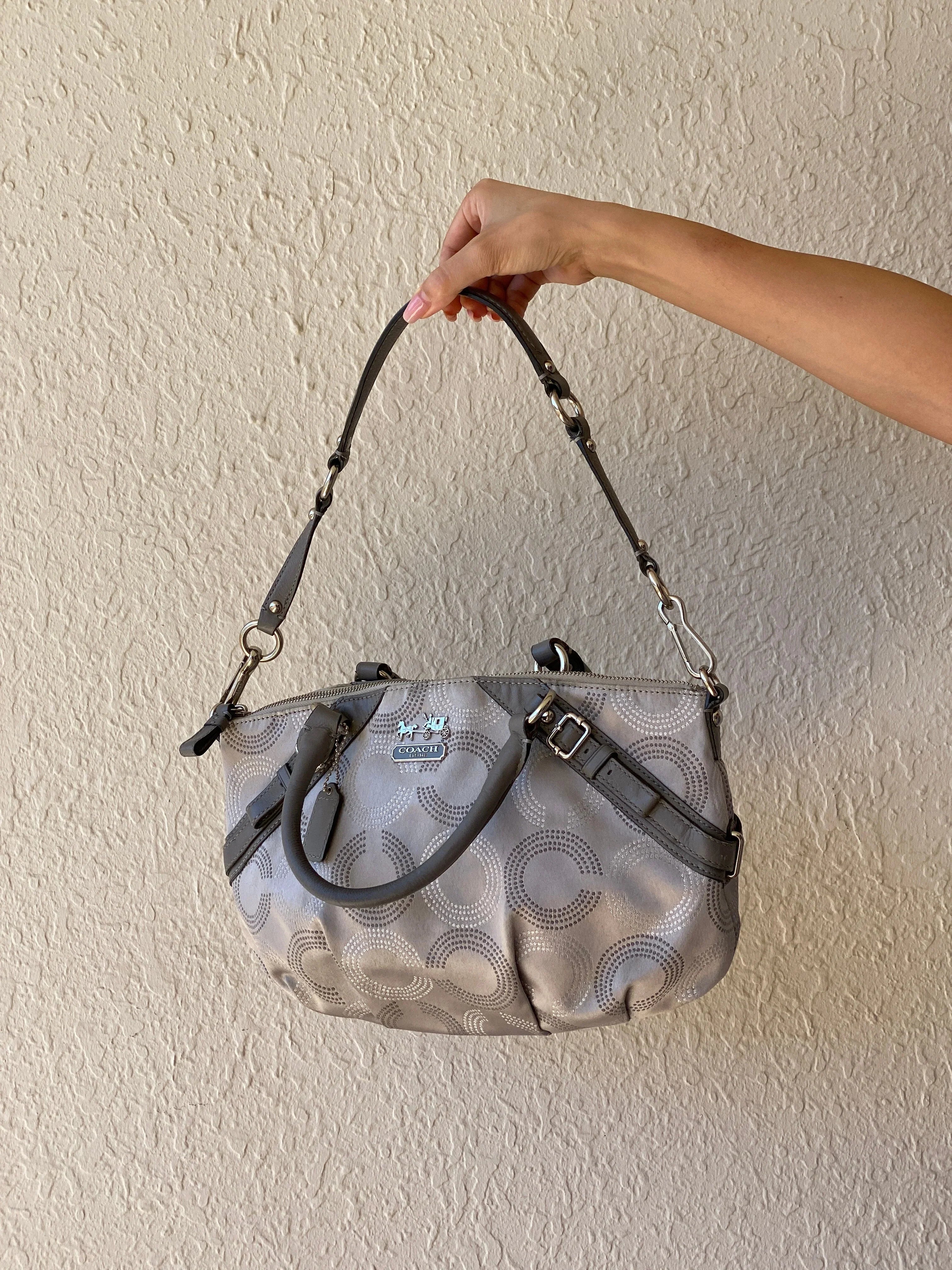 Coach Madison Sophia Dotted OP Art Monogram Purse Signature C Satchel Silver Bag - Balagan Vintage Shoulder Bag 00s, 90s, bag, NEW IN, shoulder bag, Y2K