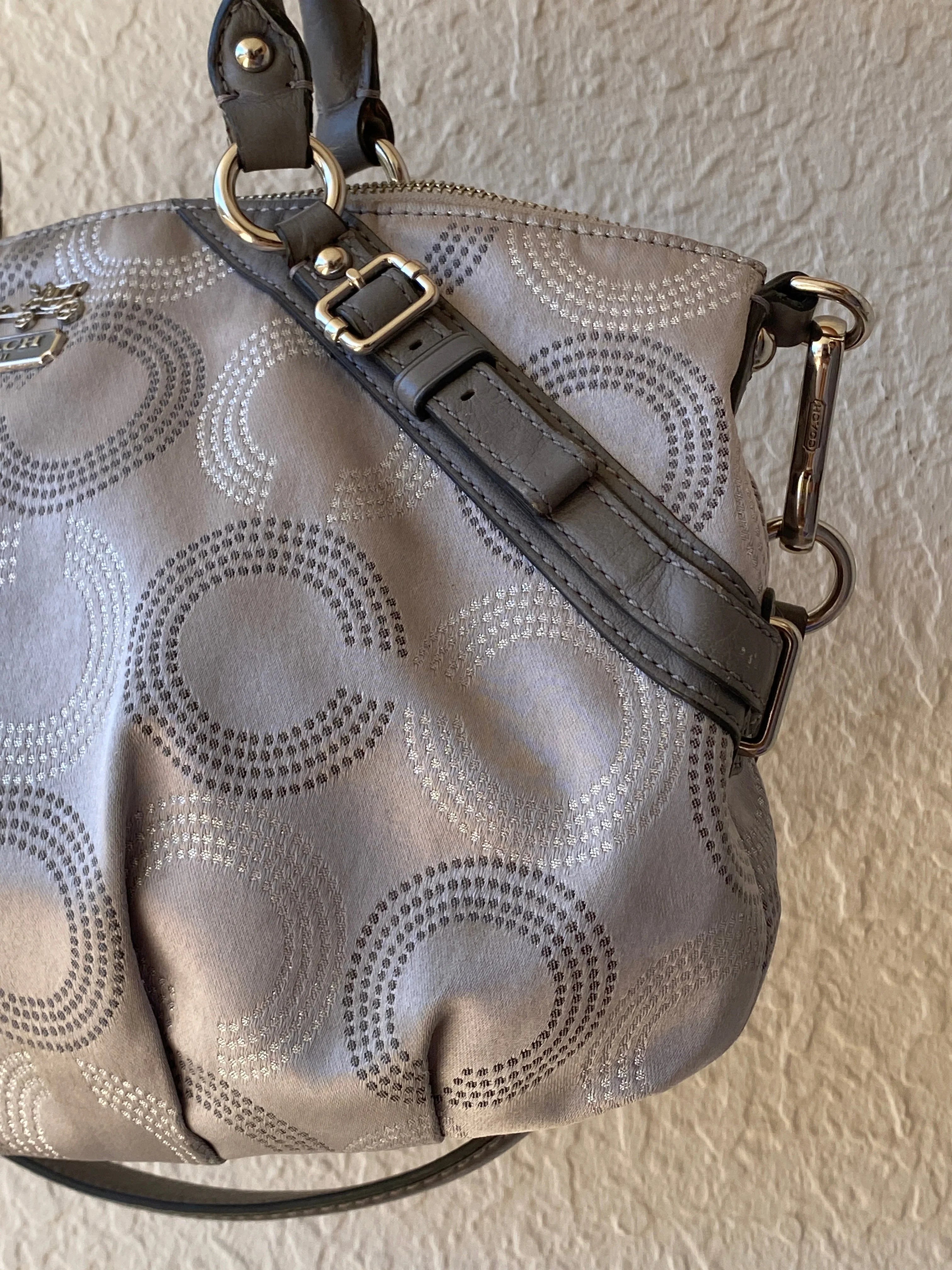Coach Madison Sophia Dotted OP Art Monogram Purse Signature C Satchel Silver Bag - Balagan Vintage Shoulder Bag 00s, 90s, bag, NEW IN, shoulder bag, Y2K