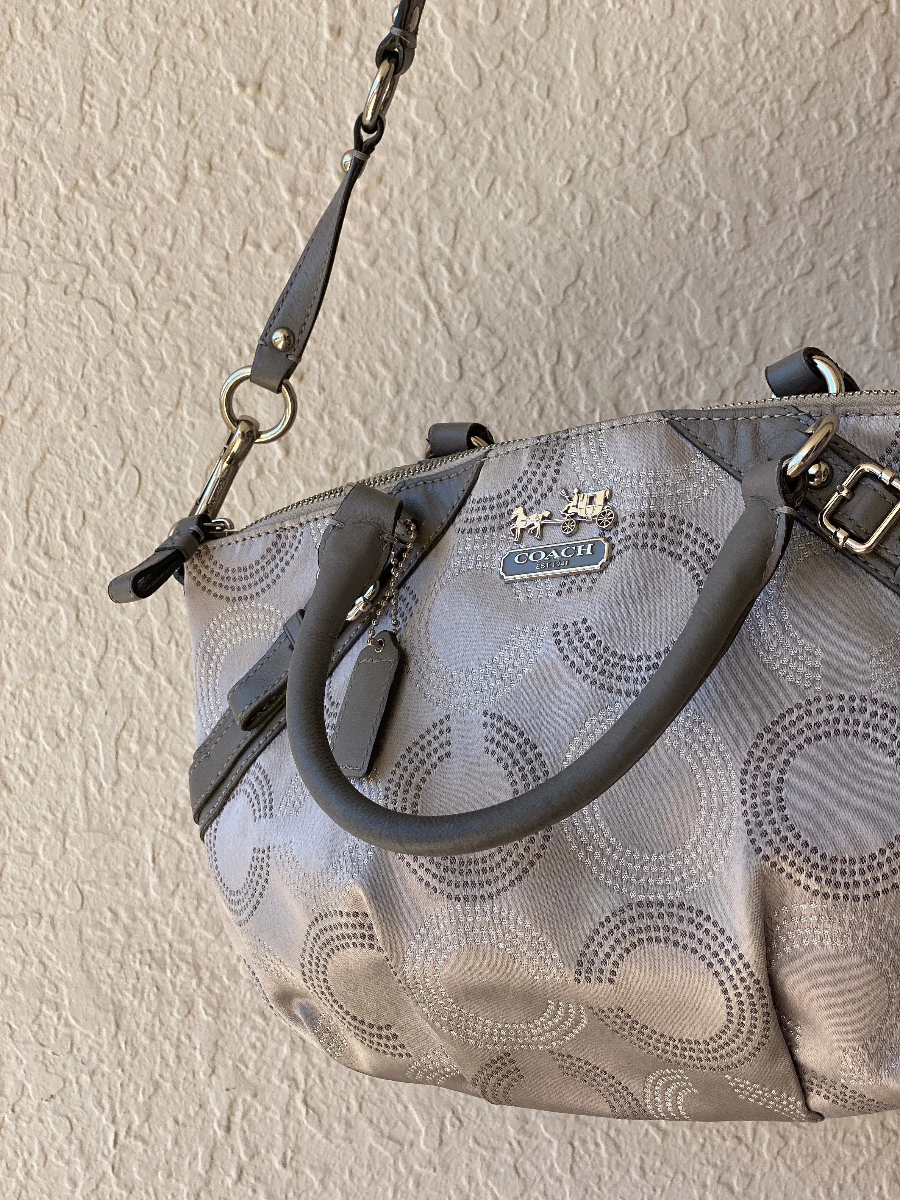 Coach Madison Sophia Dotted OP Art Monogram Purse Signature C Satchel Silver Bag - Balagan Vintage Shoulder Bag 00s, 90s, bag, NEW IN, shoulder bag, Y2K