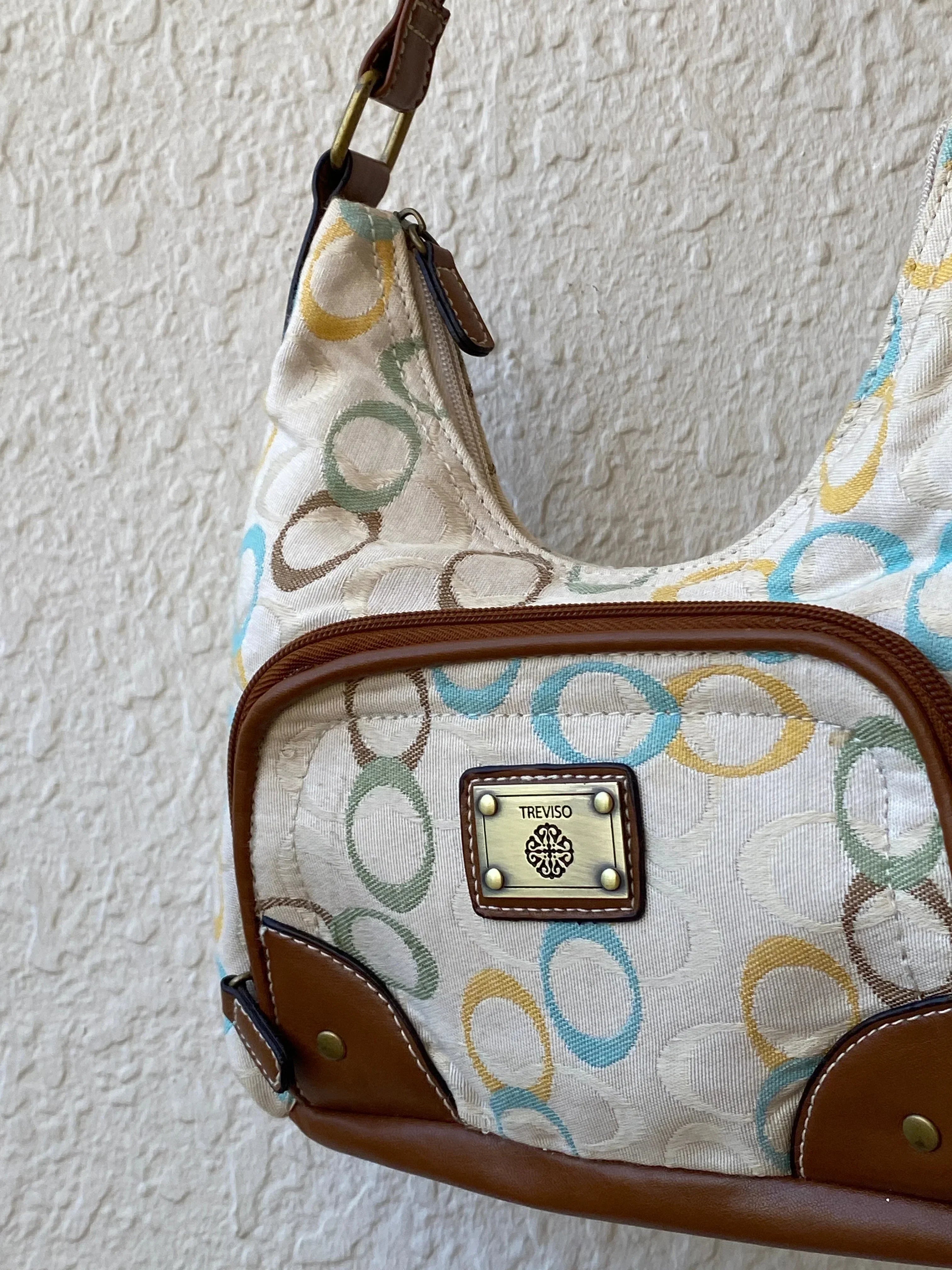 Cutest Treviso Tan Monogram Small Brown Strap Women’s Shoulder Bag - Balagan Vintage Handbags 00s, 90s, bag, NEW IN, shoulder bag, Y2K