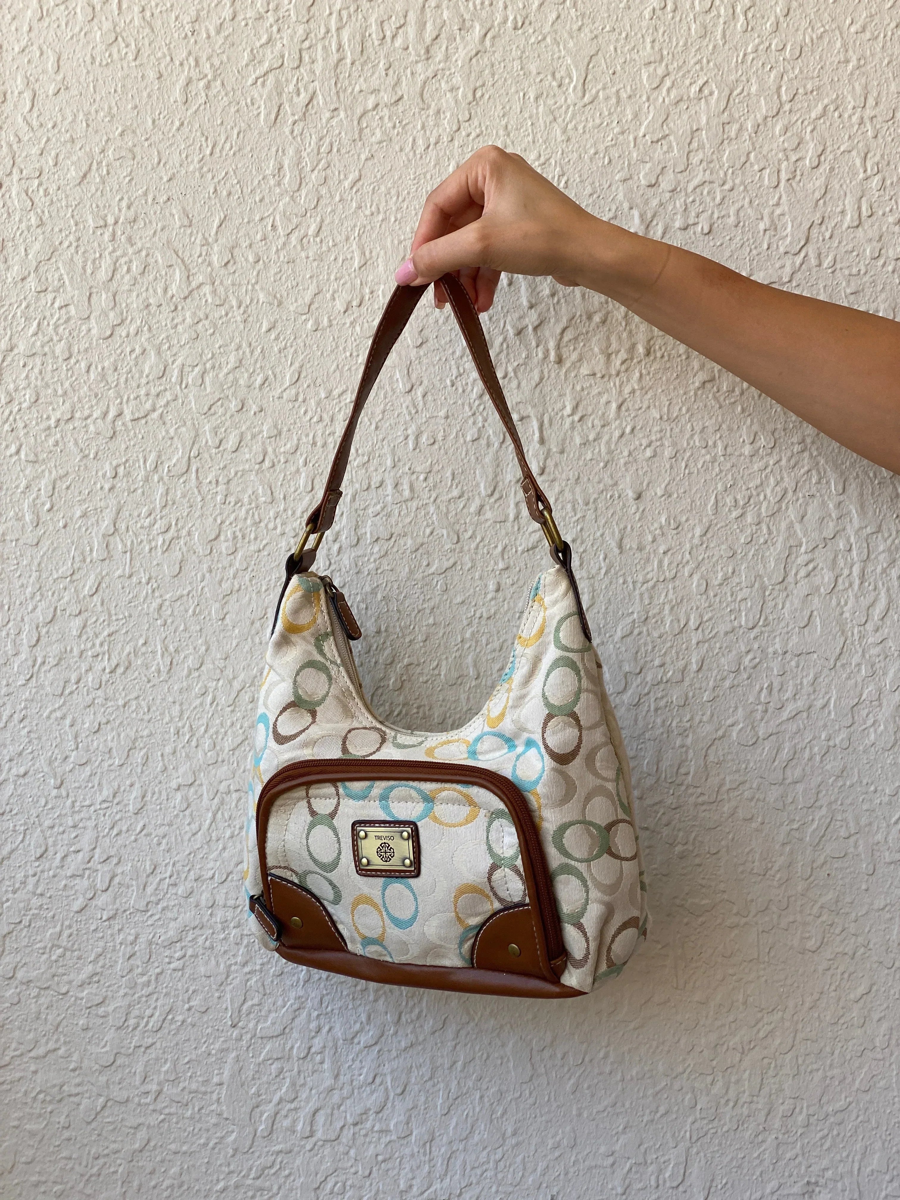 Cutest Treviso Tan Monogram Small Brown Strap Women’s Shoulder Bag - Balagan Vintage Handbags 00s, 90s, bag, NEW IN, shoulder bag, Y2K