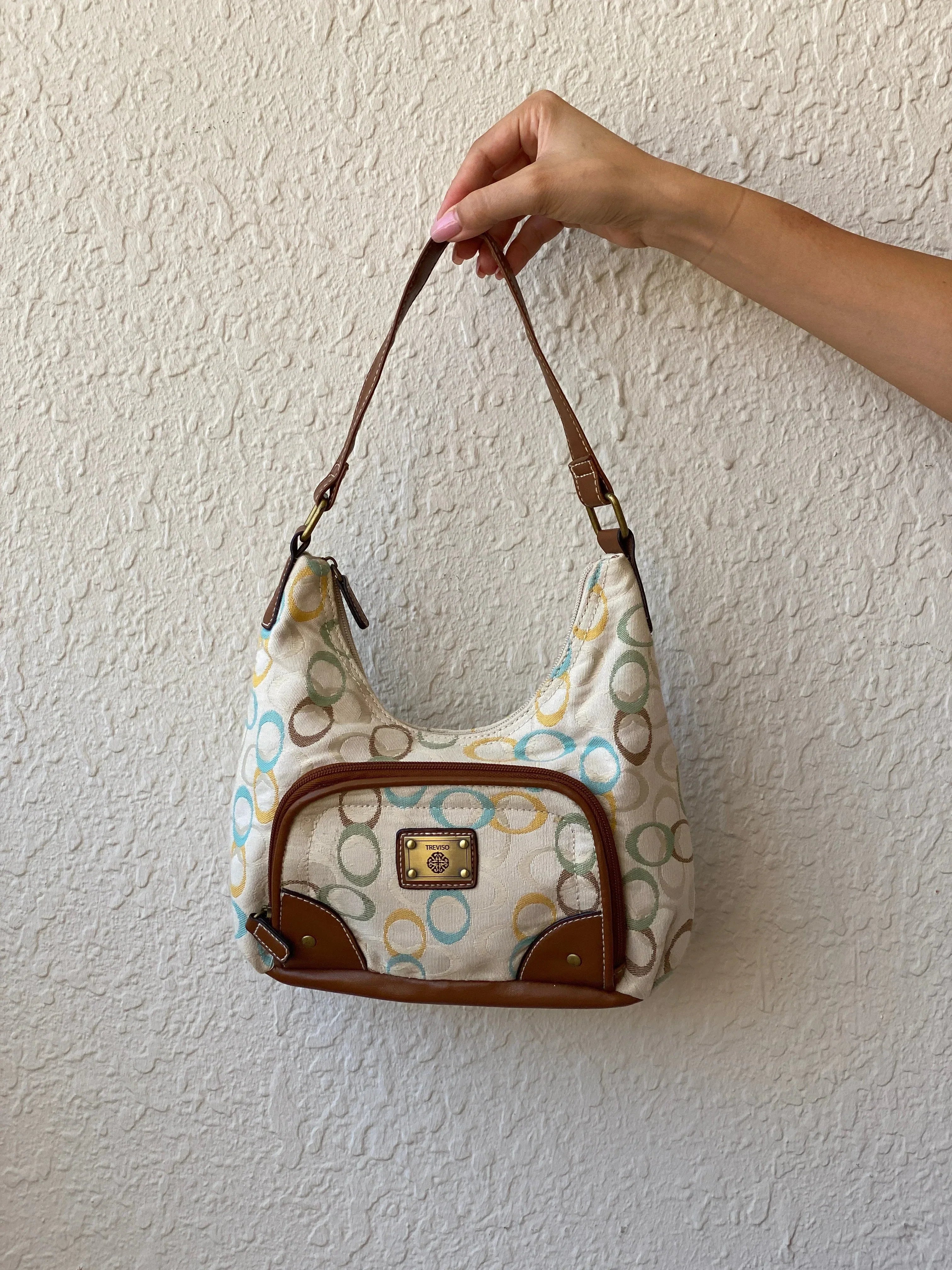 Cutest Treviso Tan Monogram Small Brown Strap Women’s Shoulder Bag - Balagan Vintage Handbags 00s, 90s, bag, NEW IN, shoulder bag, Y2K