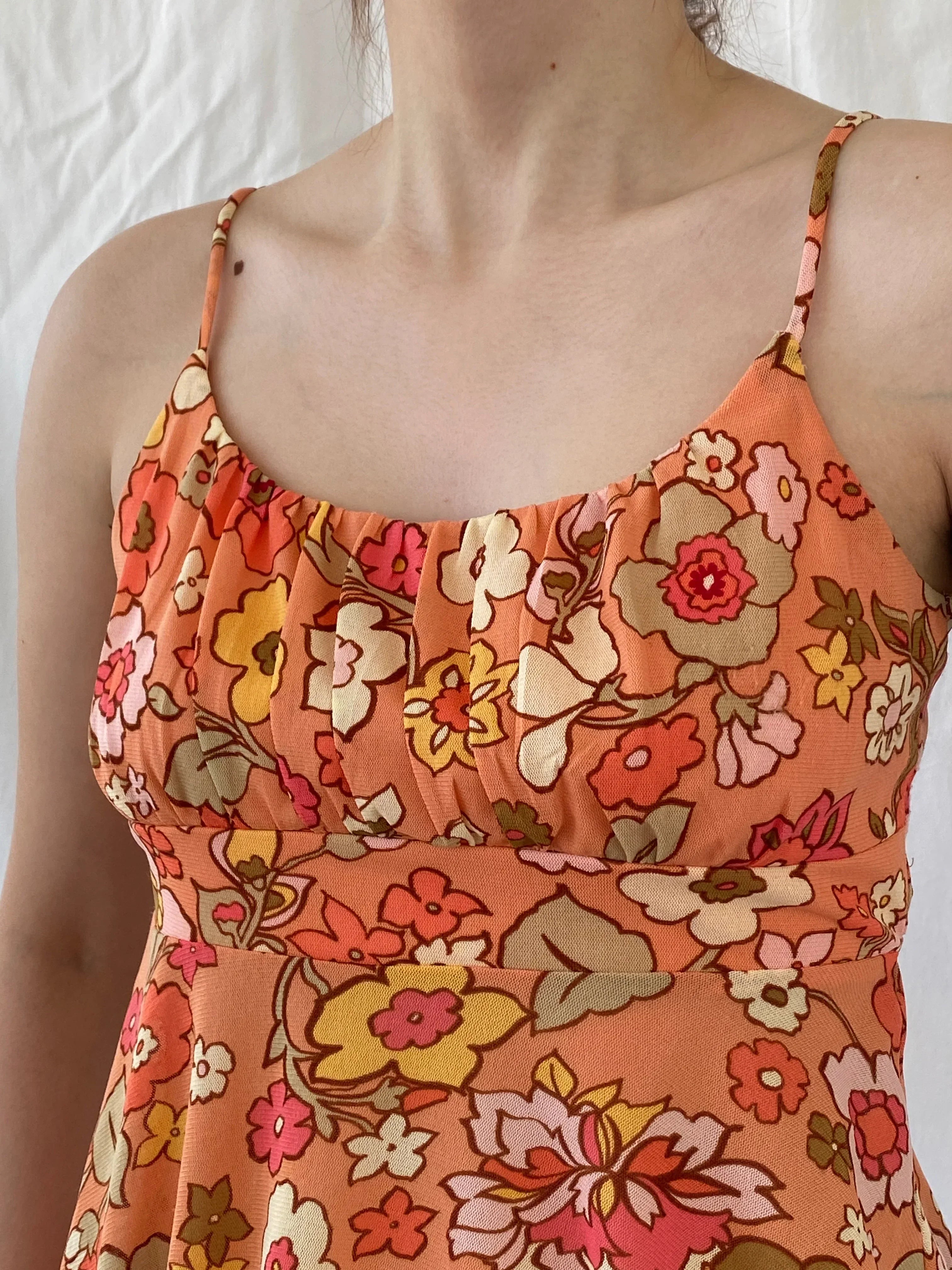 Cutest Y2K Self Esteem Peach Floral Fairy Asymmetric Cami Top - M - Balagan Vintage Cami 00s, Ayah, Cami, floral, floral top, summer, women top