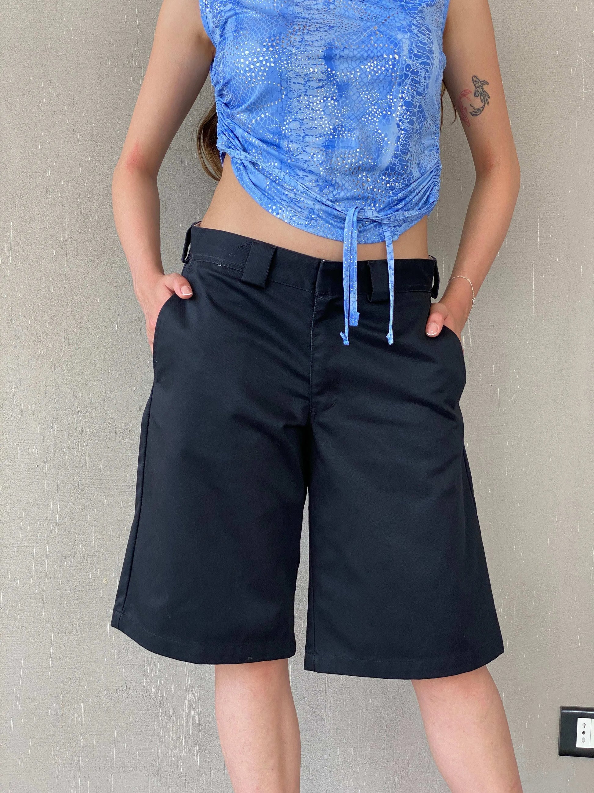 Dickies Black Knee-Length Relaxed Fit Shorts - Balagan Vintage Shorts 00s, 90s, Bermuda Shorts, Mira, shorts, striped