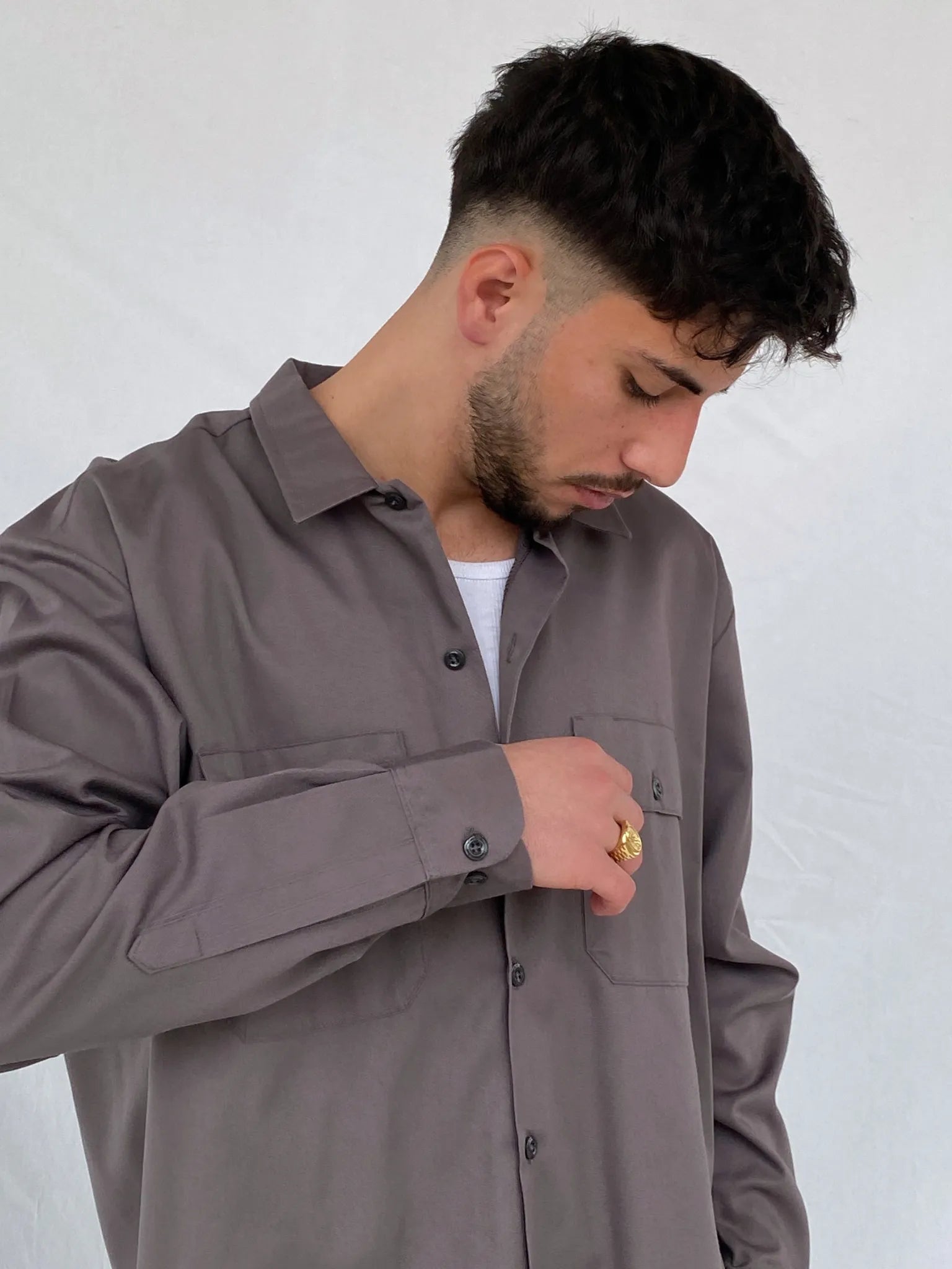 Dickies Men’s Long Sleeve Grey Button Down Work Shirt - XL - Balagan Vintage Full Sleeve Shirt full sleeve shirt, Hamza, men, mens shirt, shirt