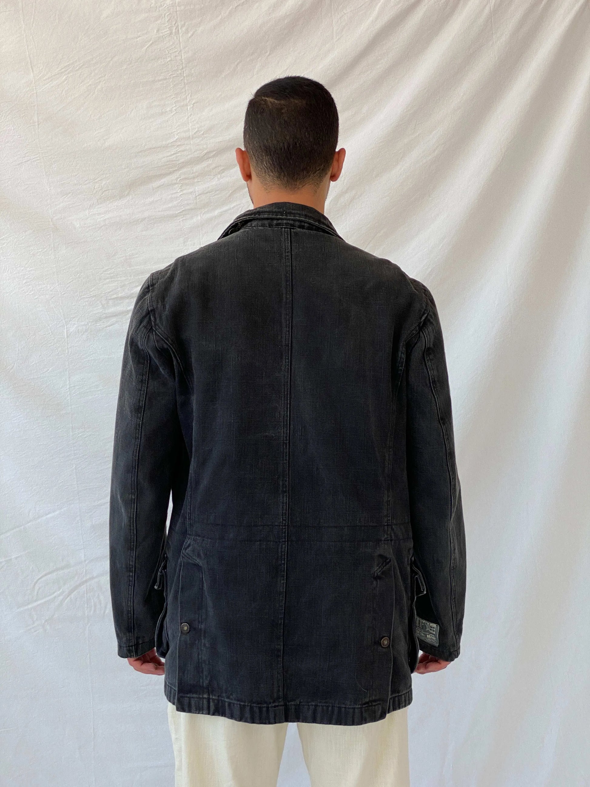 Diesel Black Denim Heavy Long Jacket - XXL - Balagan Vintage Denim Jacket 90s, denim, denim jacket, Ramez