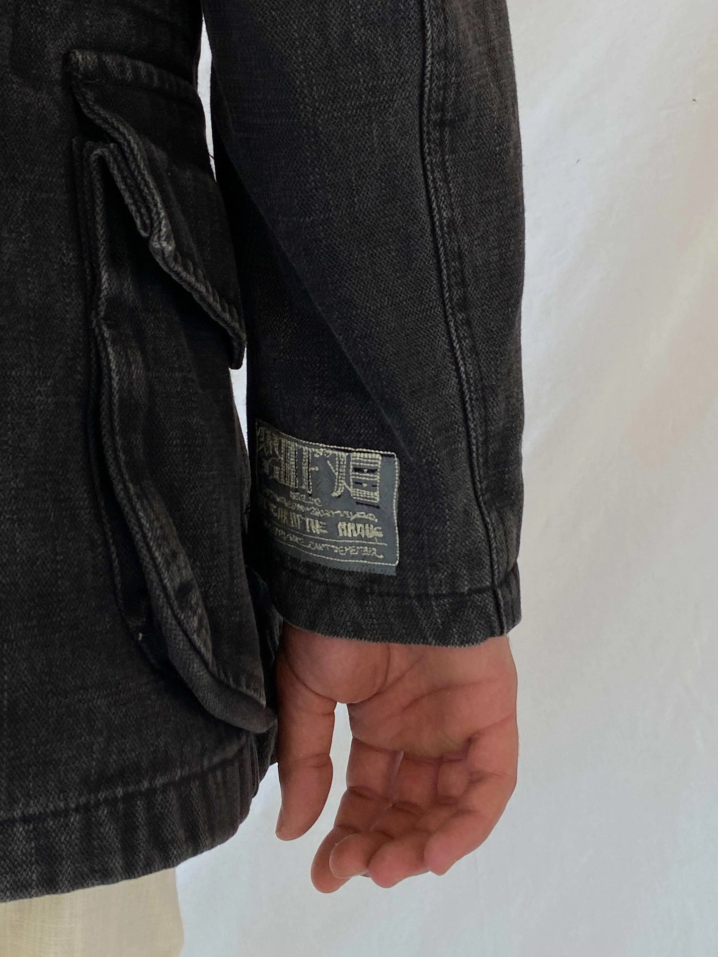 Diesel Black Denim Heavy Long Jacket - XXL - Balagan Vintage Denim Jacket 90s, denim, denim jacket, Ramez