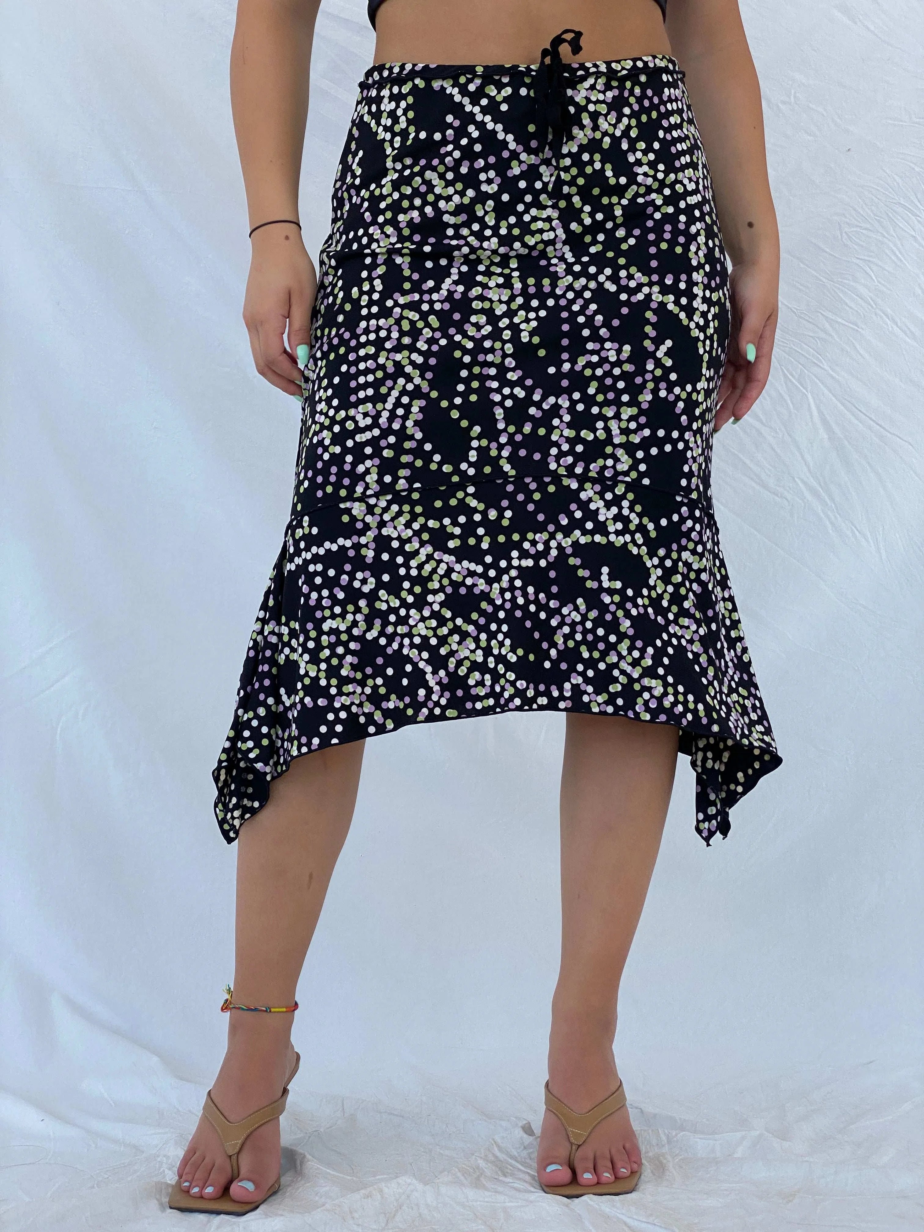 Dreamy Vintage 90s StudioM Polka Dot Midi Skirt - S - Balagan Vintage Midi Skirt 00s, Lana, midi skirt, summer