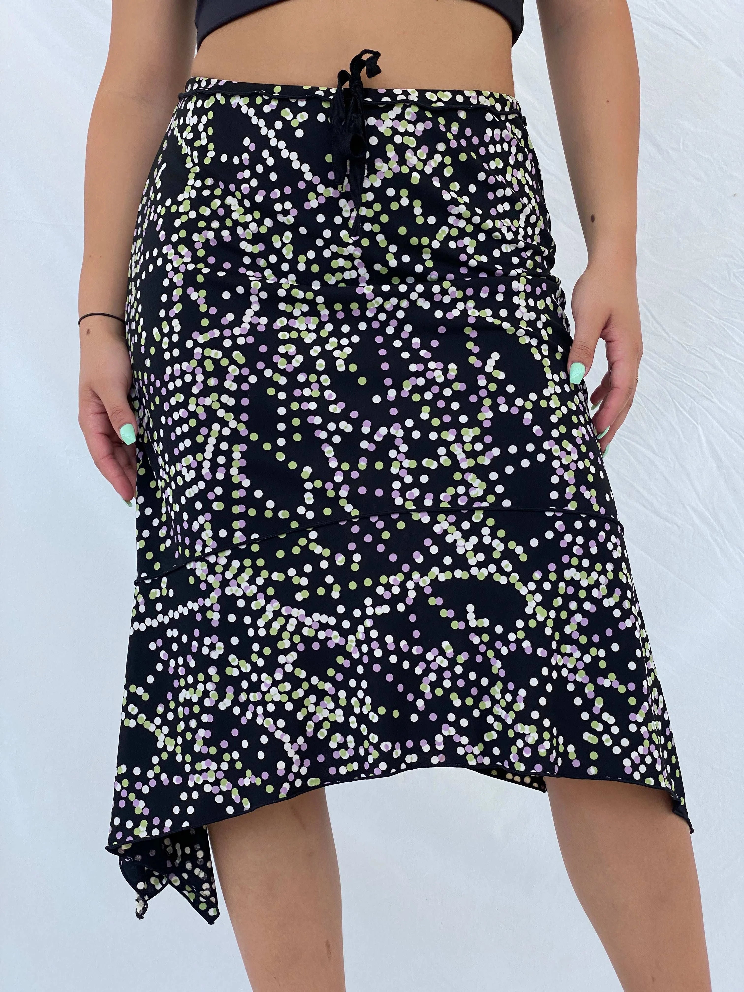 Dreamy Vintage 90s StudioM Polka Dot Midi Skirt - S - Balagan Vintage Midi Skirt 00s, Lana, midi skirt, summer
