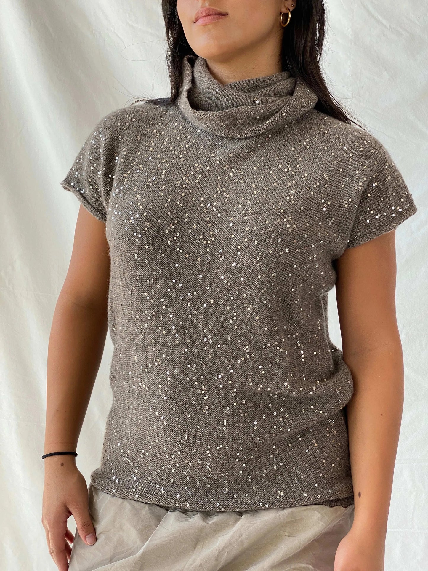 FABIANA FILIPPI Luxury Sequined Cashmere Balloon Hem Dress - M - Balagan Vintage Midi Dress 90s dress, Deals, dress, Lana, midi dress, rare find, rare vintage, summer, womens