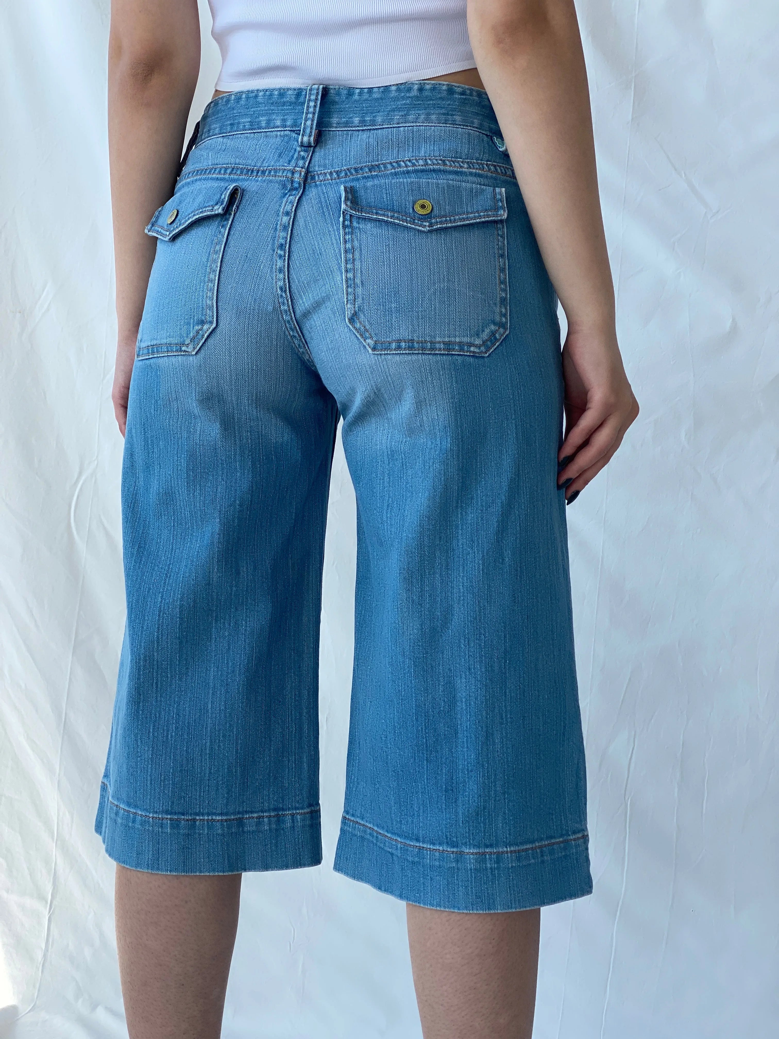 GAP Knee Length Jorts Mid-Rise Denim Shorts - 38EUR - Balagan Vintage Shorts 00s, 90s, Bermuda Shorts, Mira, Office core, shorts, striped, winter