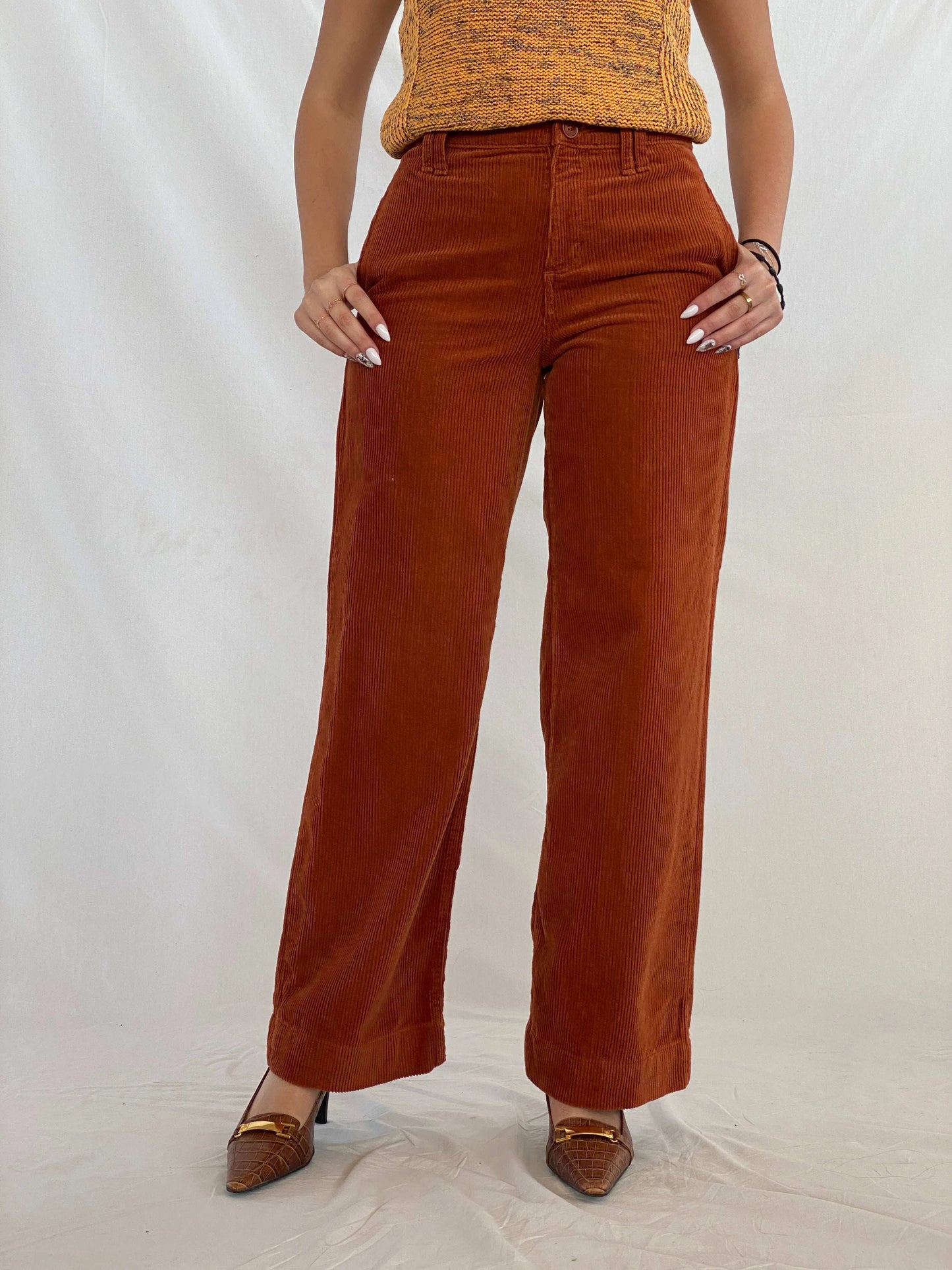 Gorgeous ANA Wide Legged Orange Corduroy Pants - Balagan Vintage Corduroy Pants 00s, corduroy, corduroy pants, Juana