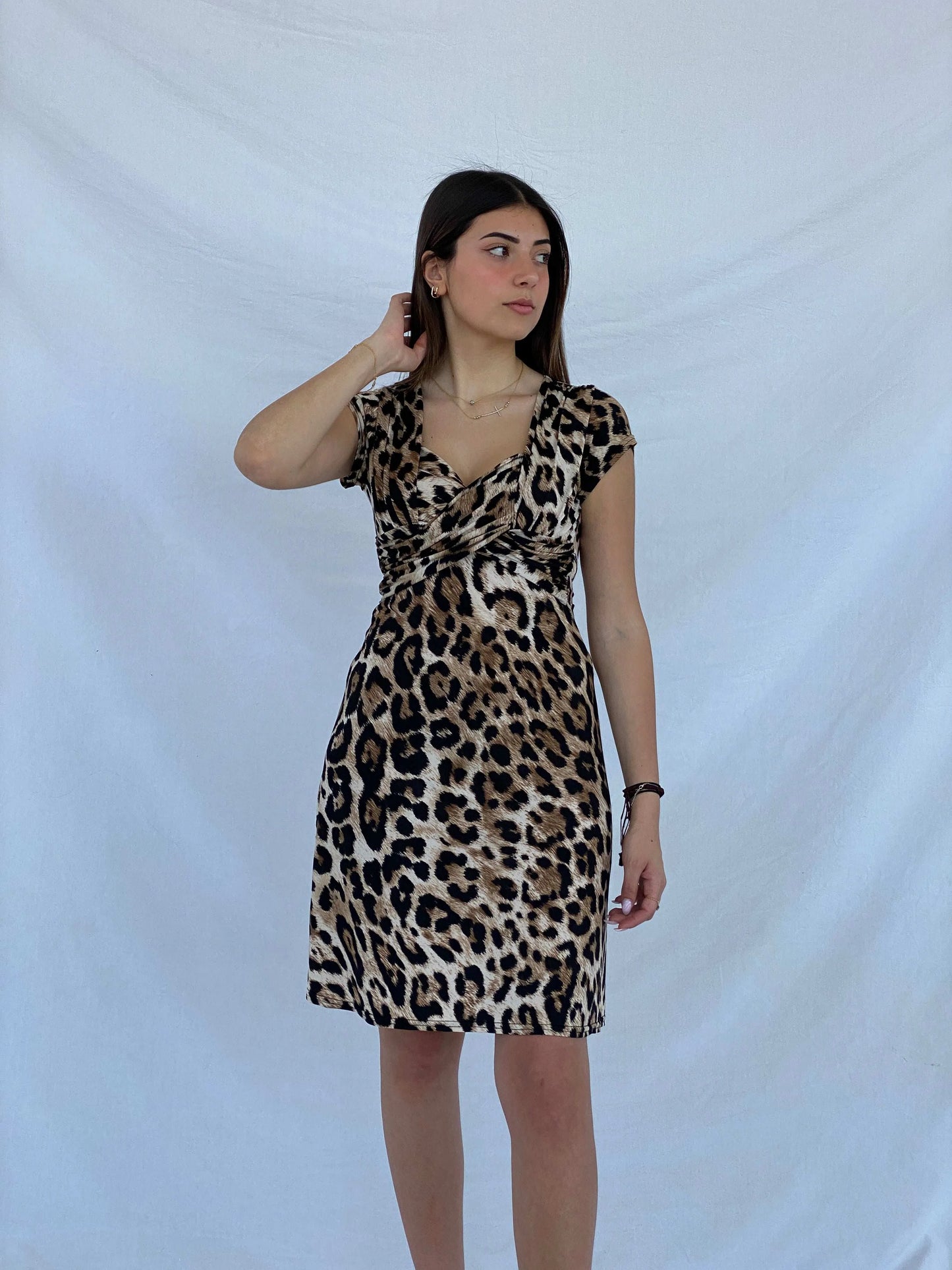 Gorgeous FIFILLES Paris Leopard Print Midi Dress - Size S - Balagan Vintage Midi Dress animal print, dress, Juana, leopard print