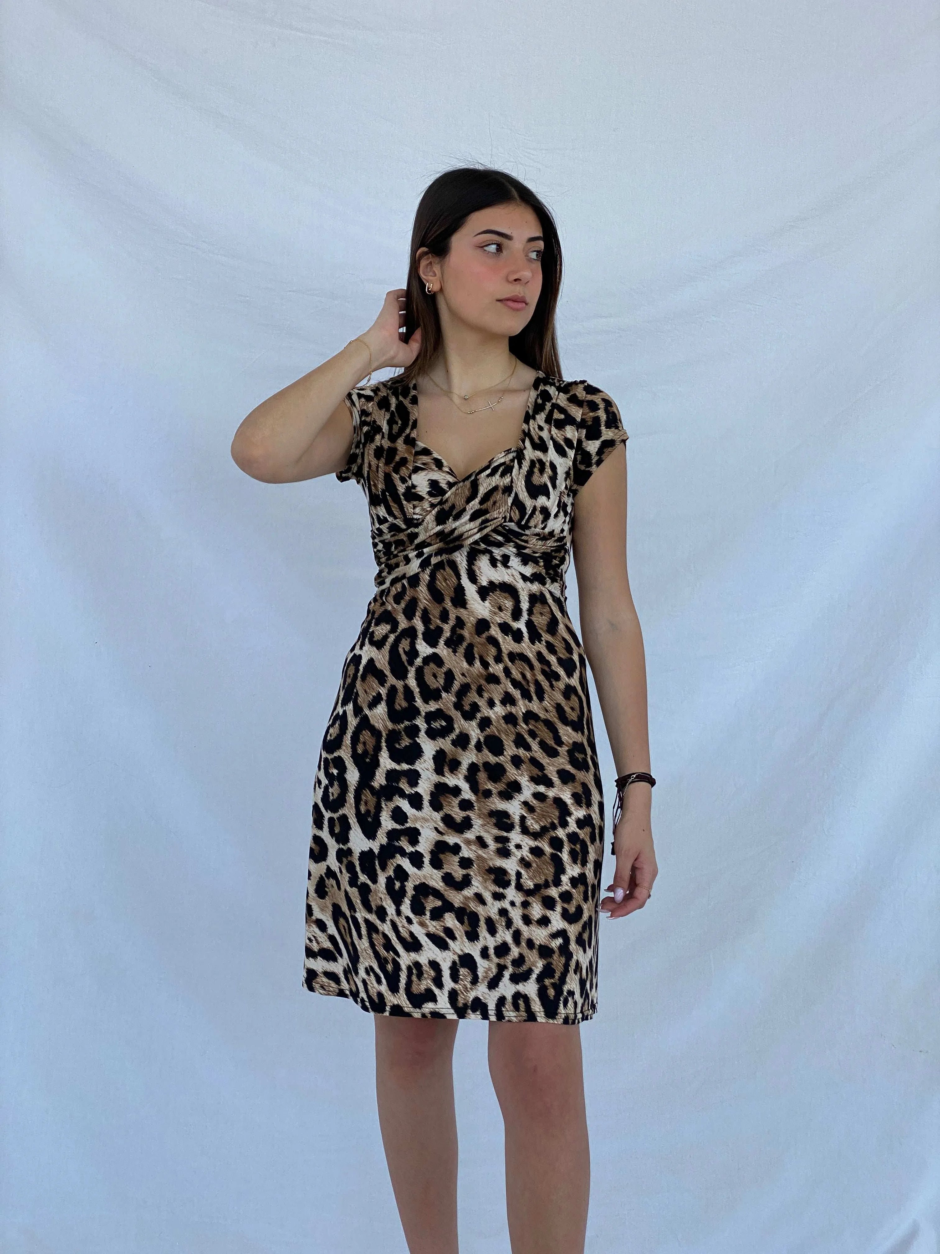 Gorgeous FIFILLES Paris Leopard Print Midi Dress - Size S - Balagan Vintage Midi Dress animal print, dress, Juana, leopard print