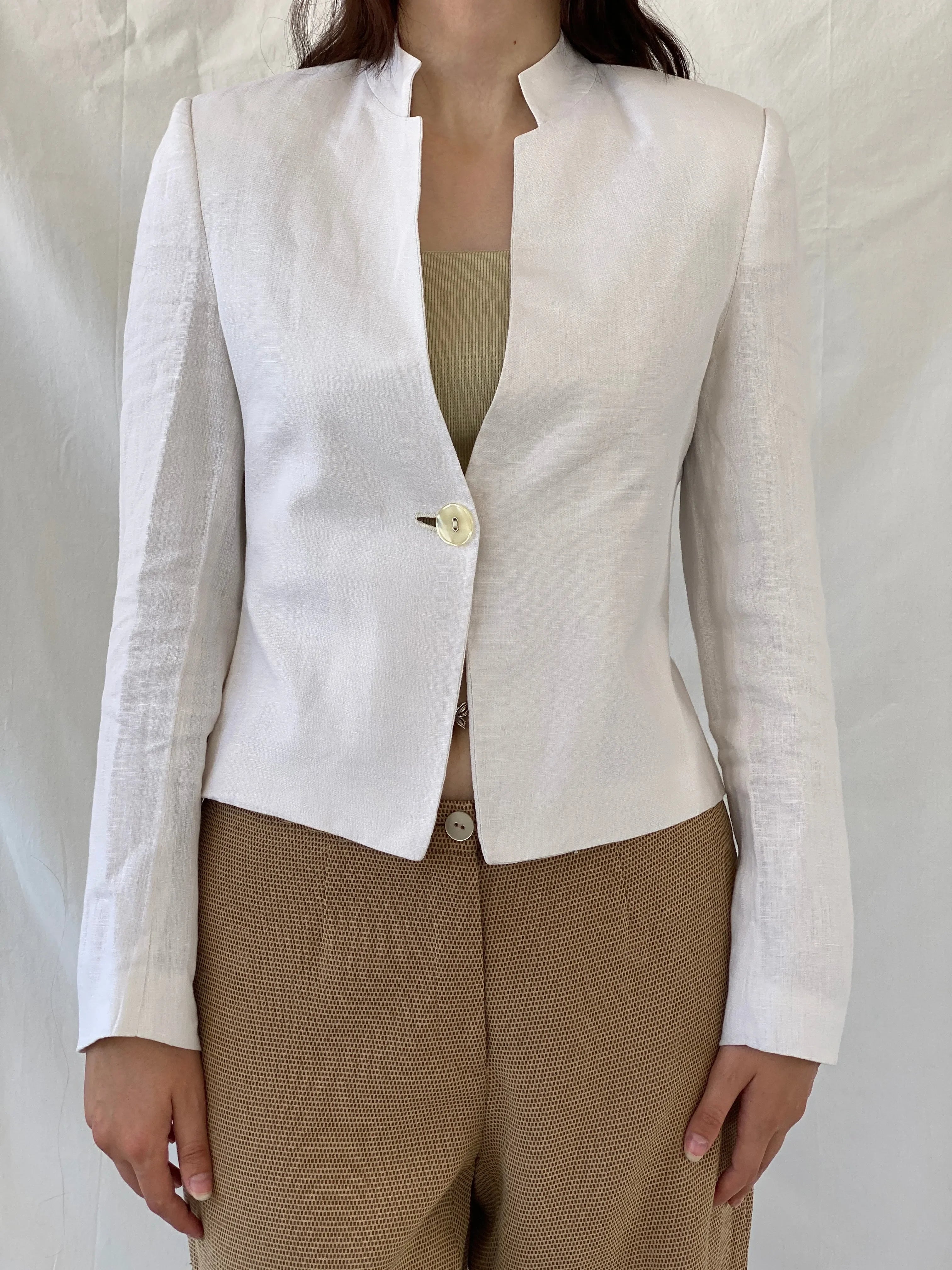 Gorgeous GünCel Linen Women’s Ivory Light Blazer Office Suit Jacket - M - Balagan Vintage Blazer Ayah, blazer, linen, NEW IN, Office core, striped, tweed blazer