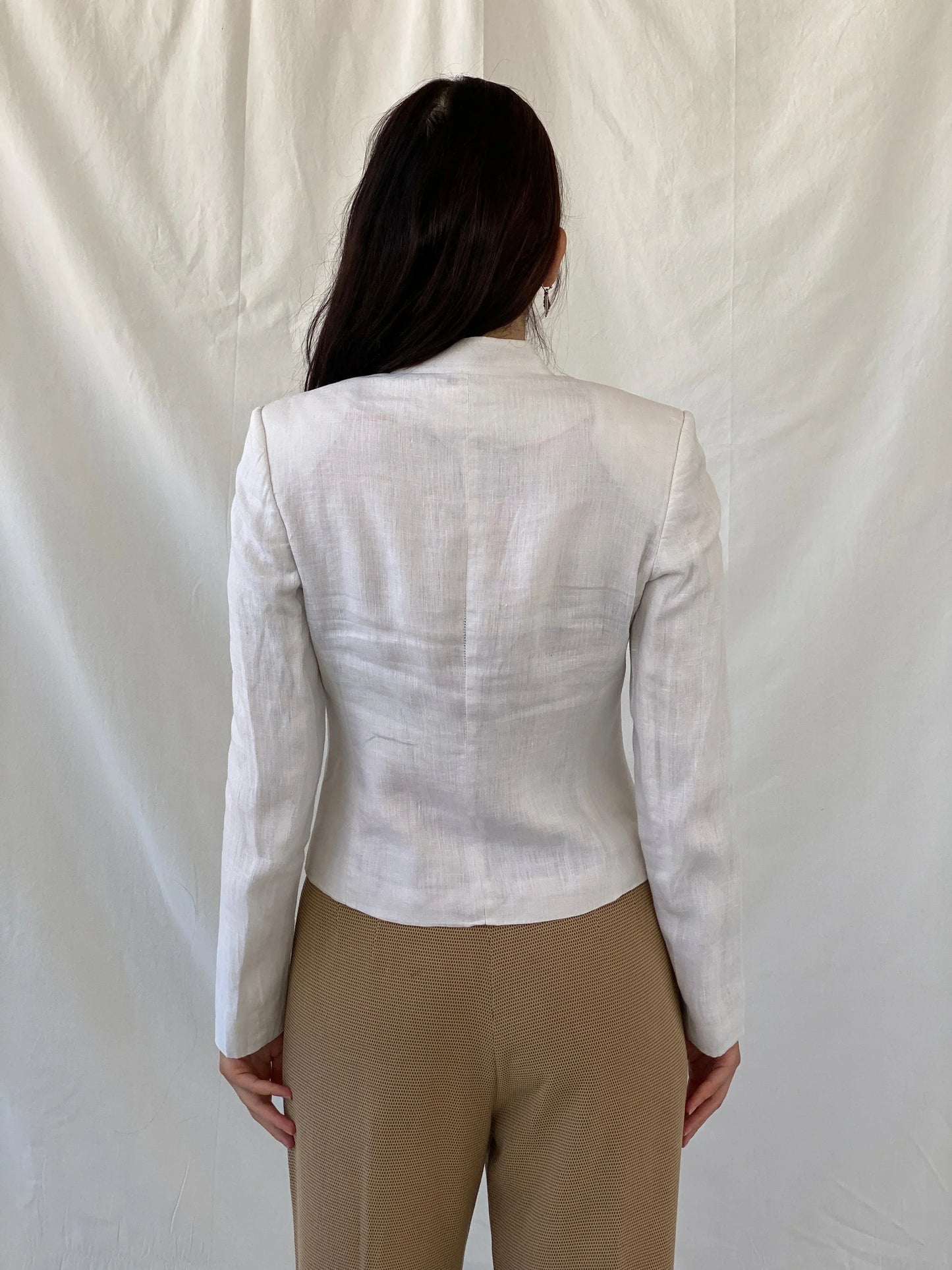 Gorgeous GünCel Linen Women’s Ivory Light Blazer Office Suit Jacket - M - Balagan Vintage Blazer Ayah, blazer, linen, NEW IN, Office core, striped, tweed blazer