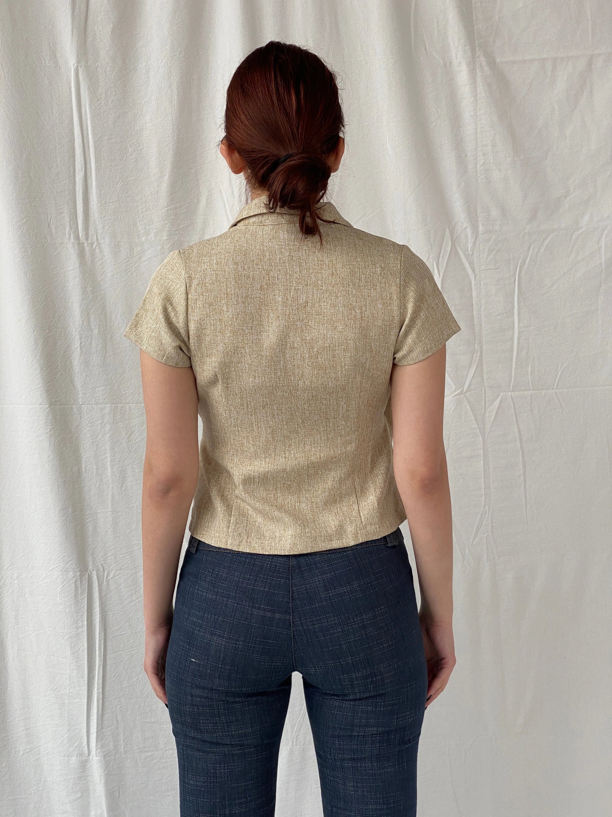 Gorgeous Hana Milin Cotton Linen Blend Women’s Beige Short Sleeve Wrap Blazer - S - Balagan Vintage Half Sleeve Blazer 00s, Ayah, blazer, Coats&Jackets, half sleeve blazer, vintage blazer, Women's Blazers