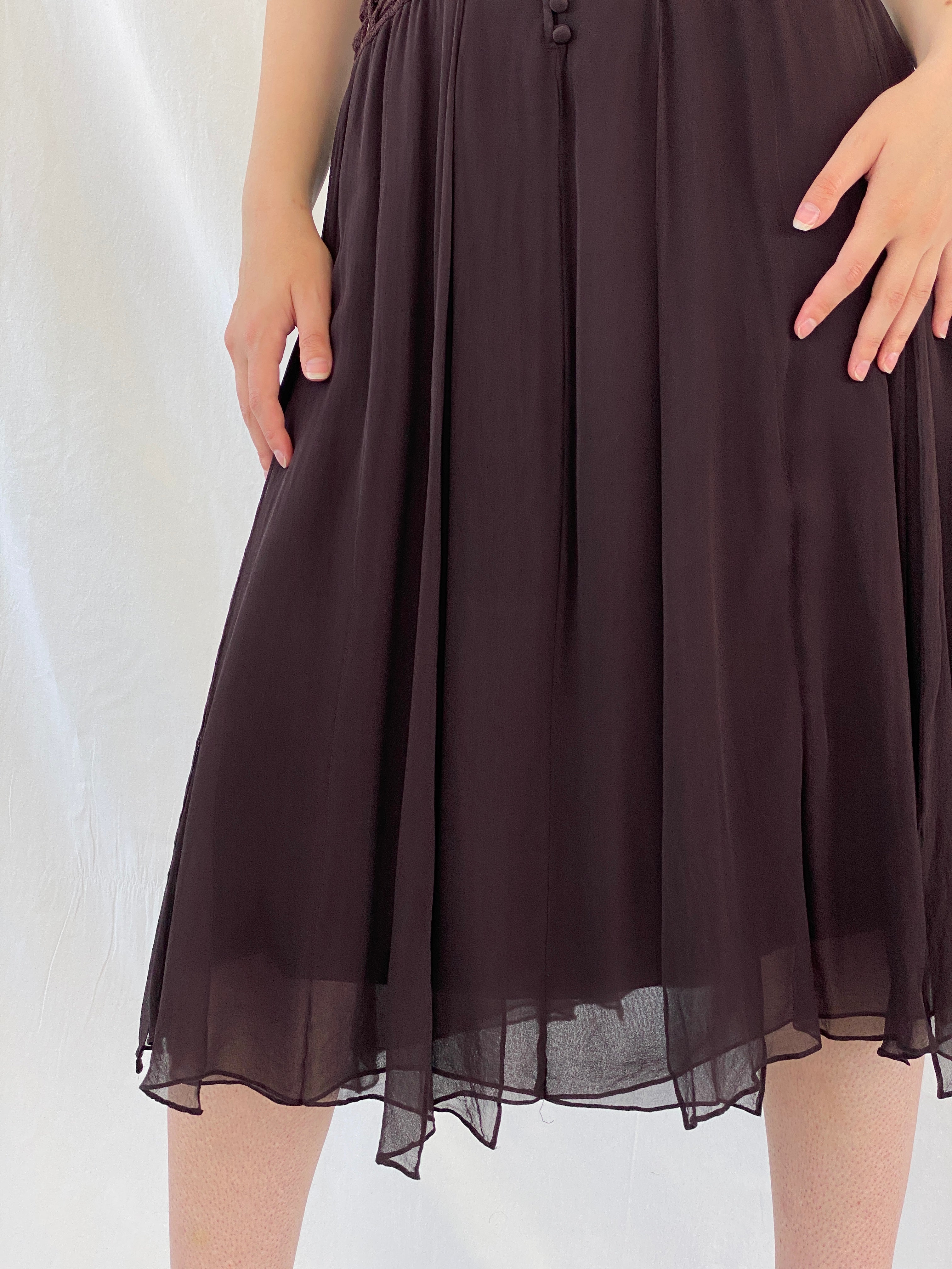 Gorgeous Max Azria Collection Silk Halter Midi Dress with Crochet Waist Detail - M - Balagan Vintage Midi Dress 90s dress, Ayah, dress, Halter Dress, midi dress, NEW IN, silk, summer dress, Wedding Guest